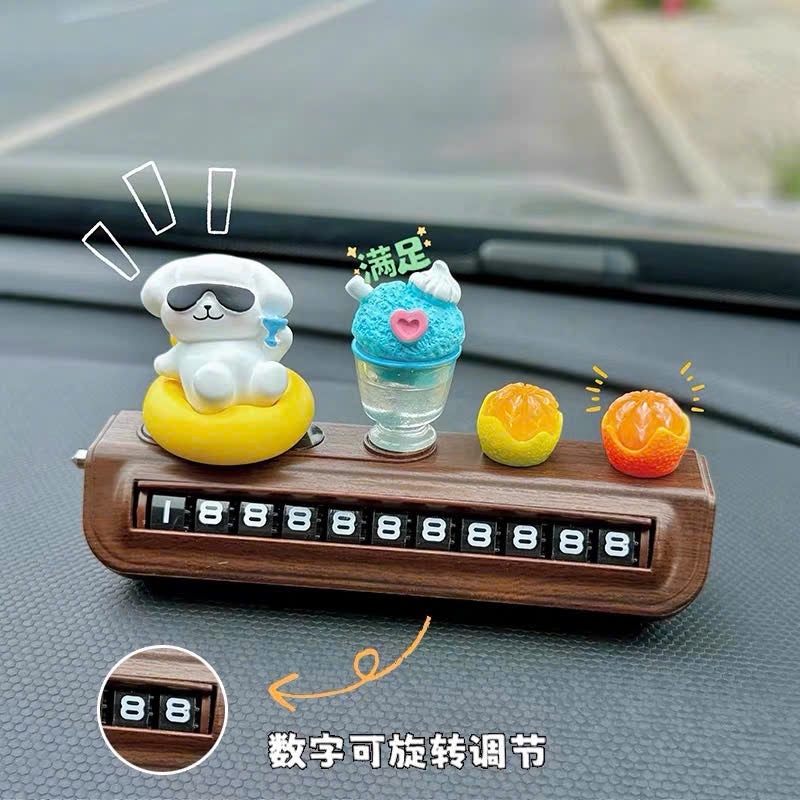 Set dán xe cún trắng và bảng số điện thoại dạng xoay