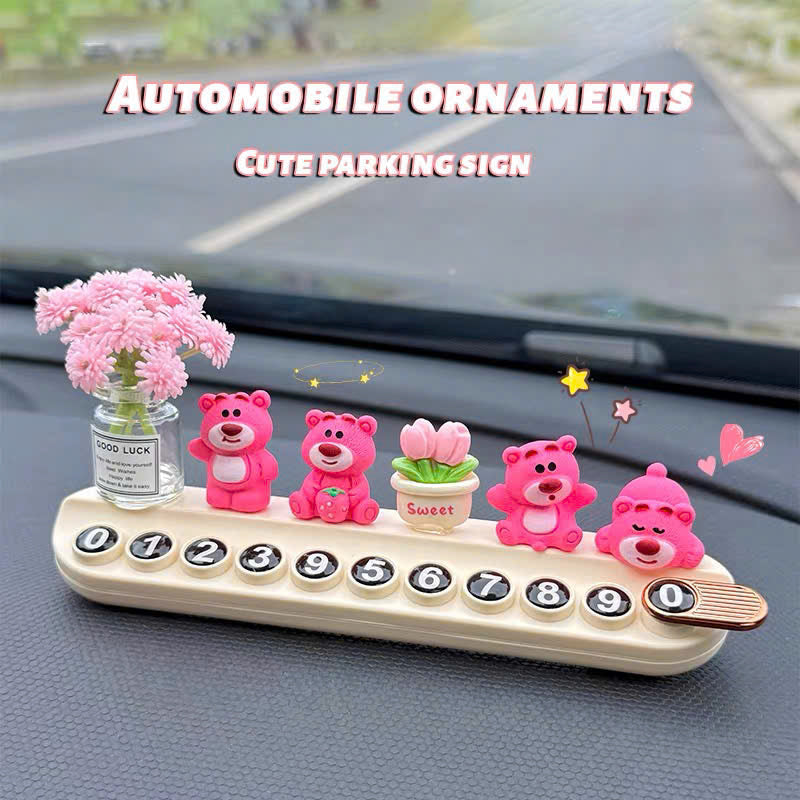 Set dán xe gấu dâu và bảng số điện thoại