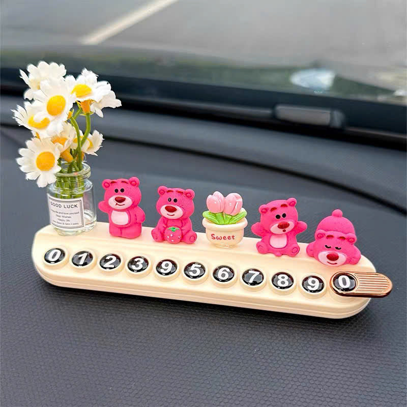 Set dán xe gấu dâu và bảng số điện thoại