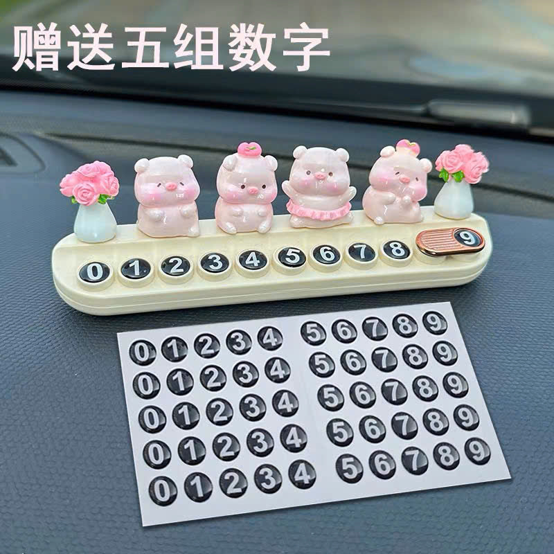 Set dán xe lợn hồng ú nu và bảng số điện thoại
