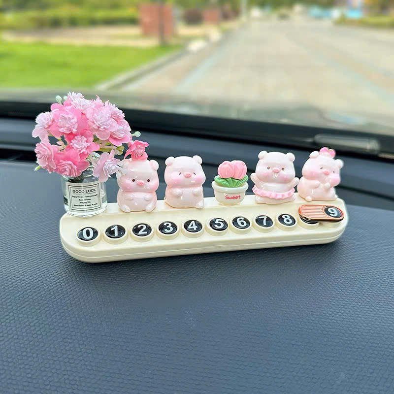 Set dán xe lợn hồng ú nu và bảng số điện thoại