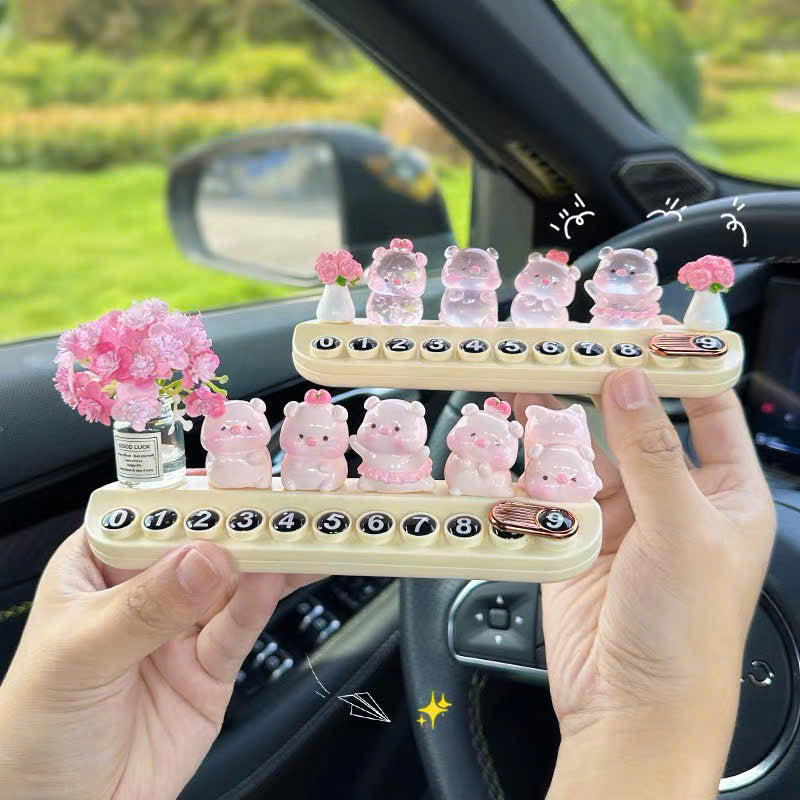 Set dán xe lợn hồng ú nu và bảng số điện thoại