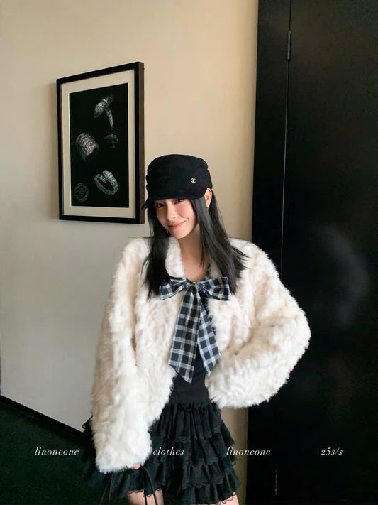 Áo khoác lông form lửng sang chảnh