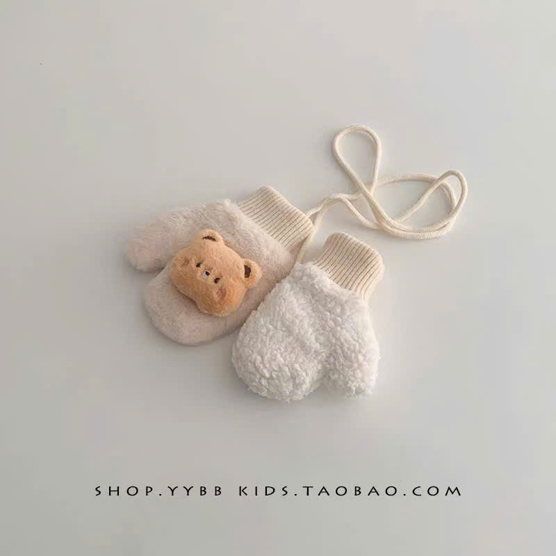 Bao tay lông liền dây hình thú bông cho bé
