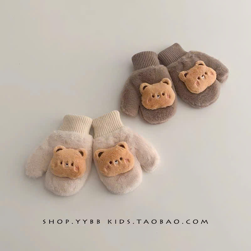 Bao tay lông liền dây hình thú bông cho bé