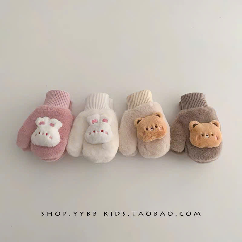 Bao tay lông liền dây hình thú bông cho bé