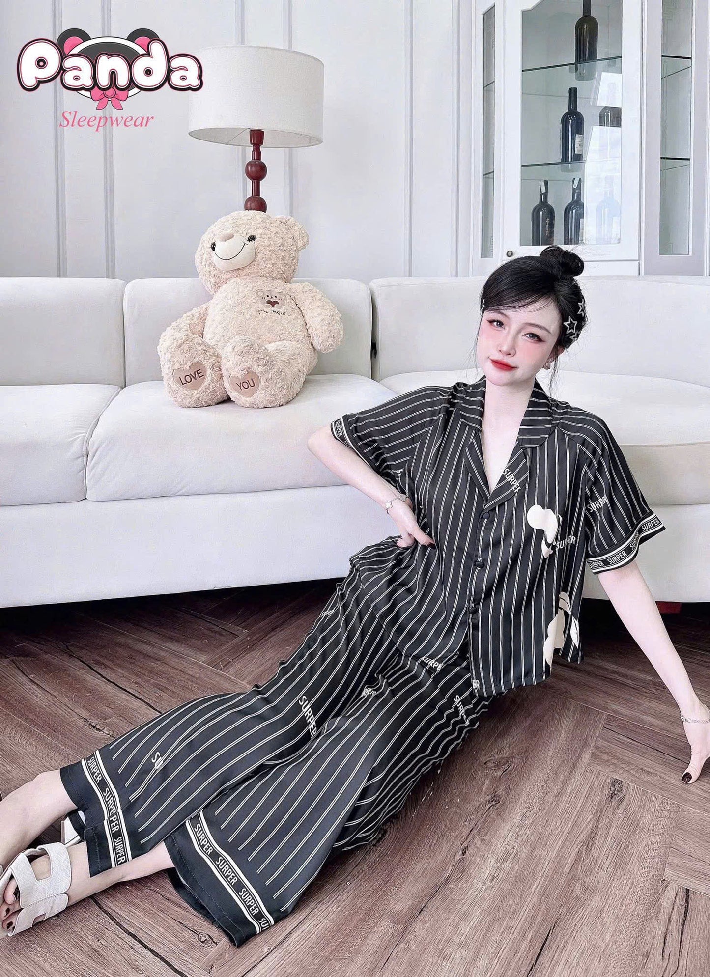 Bộ ngủ tay ngắn Raplan Panda dưới 58kg