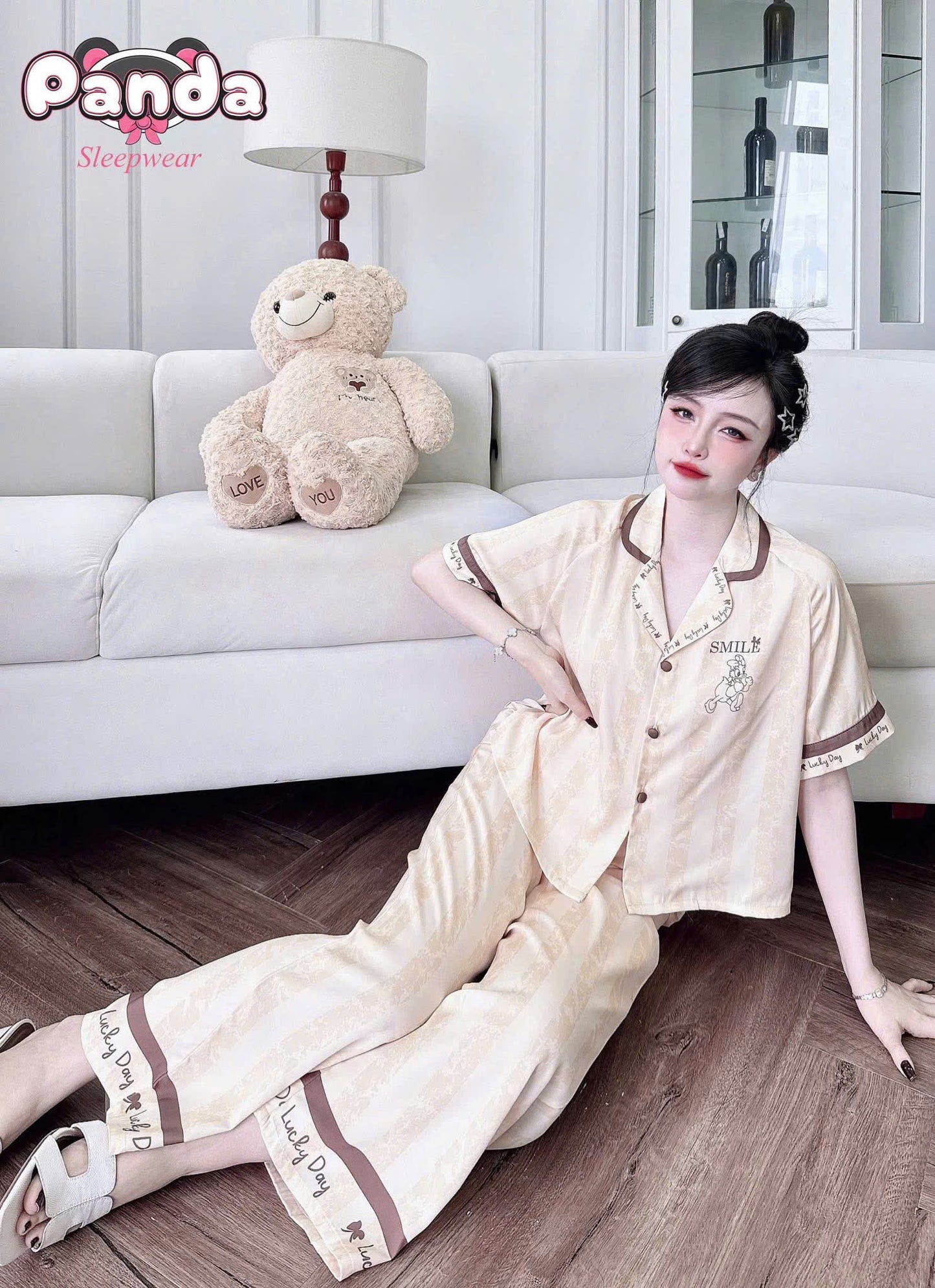 Bộ ngủ tay ngắn Raplan Panda dưới 58kg