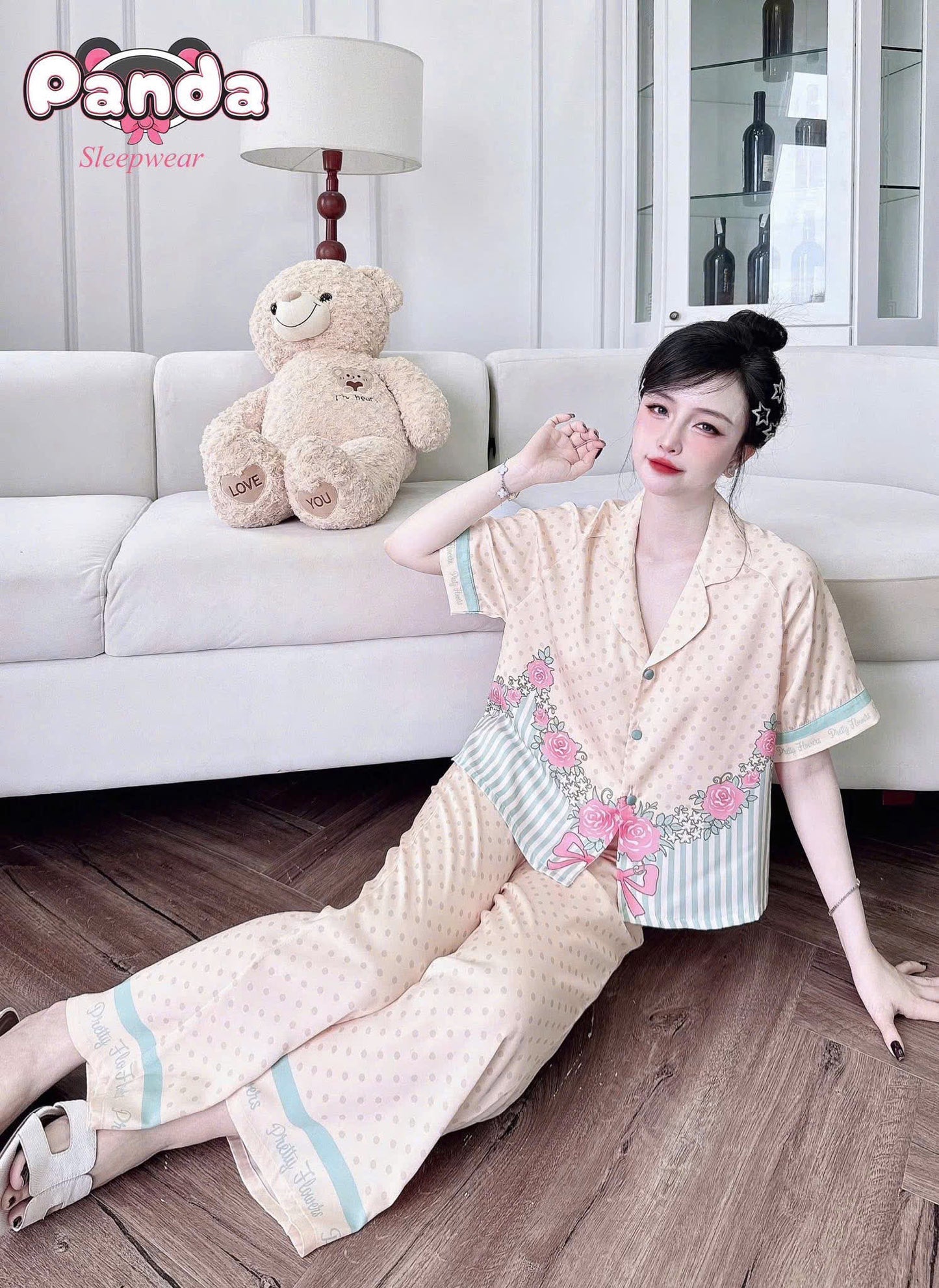 Bộ ngủ tay ngắn Raplan Panda dưới 58kg