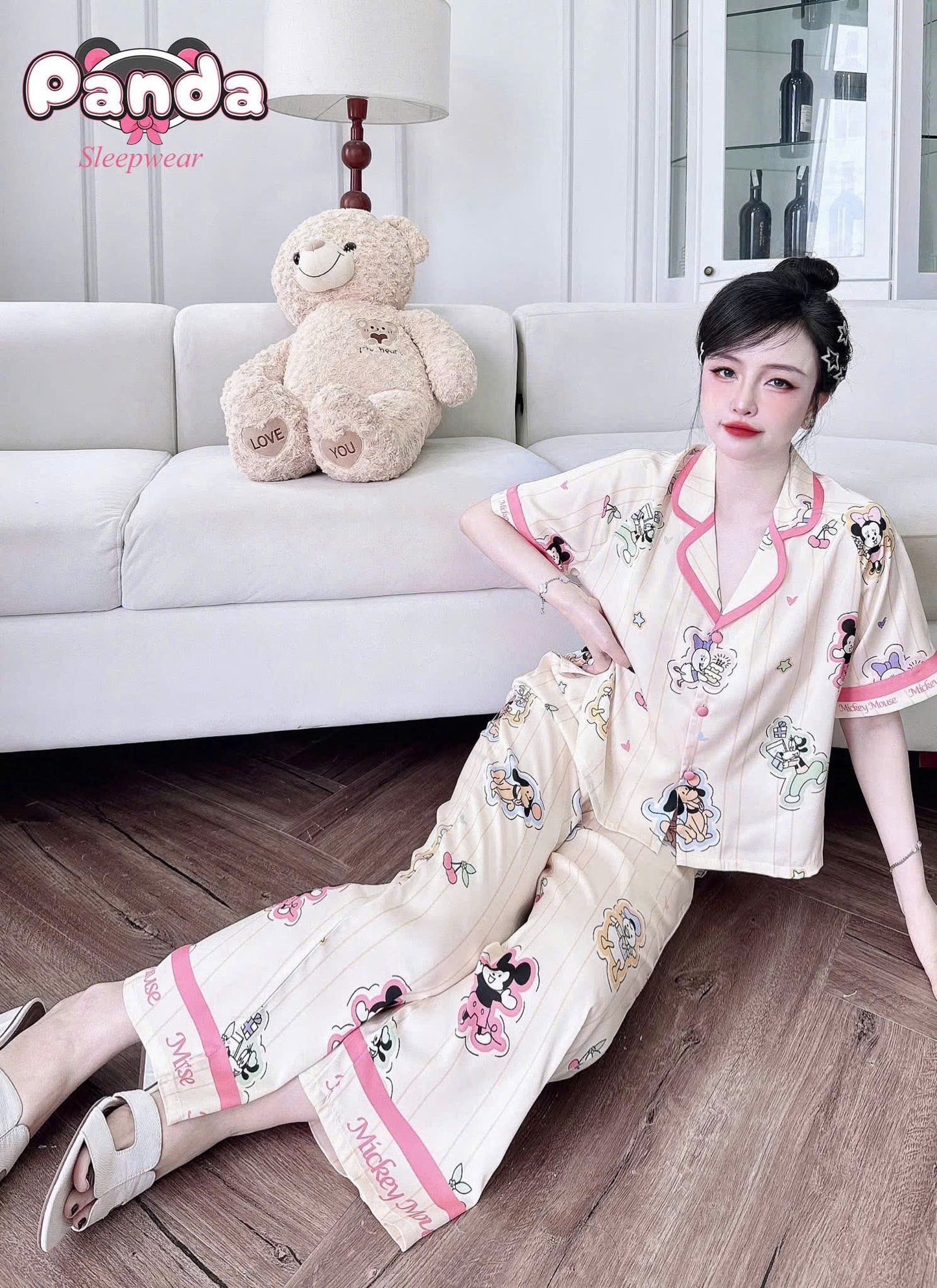 Bộ ngủ tay ngắn Raplan Panda dưới 58kg