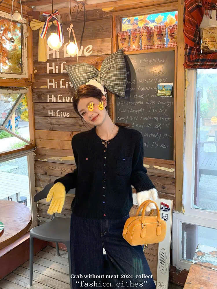 Áo khoác cardigan len cài cúc màu sắc