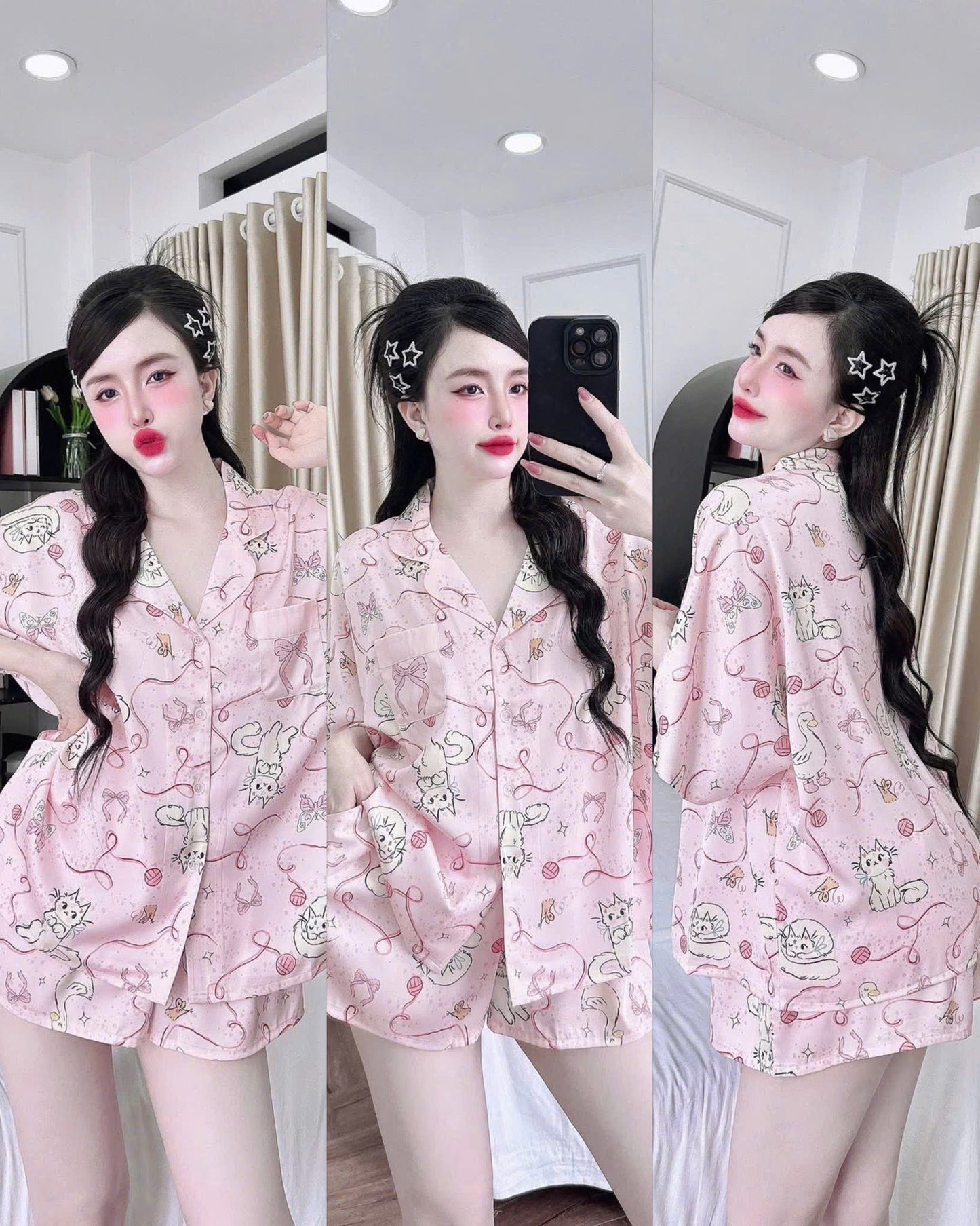 Bộ ngủ đùi cánh dơi Flamingo lụa latin dưới 70kg