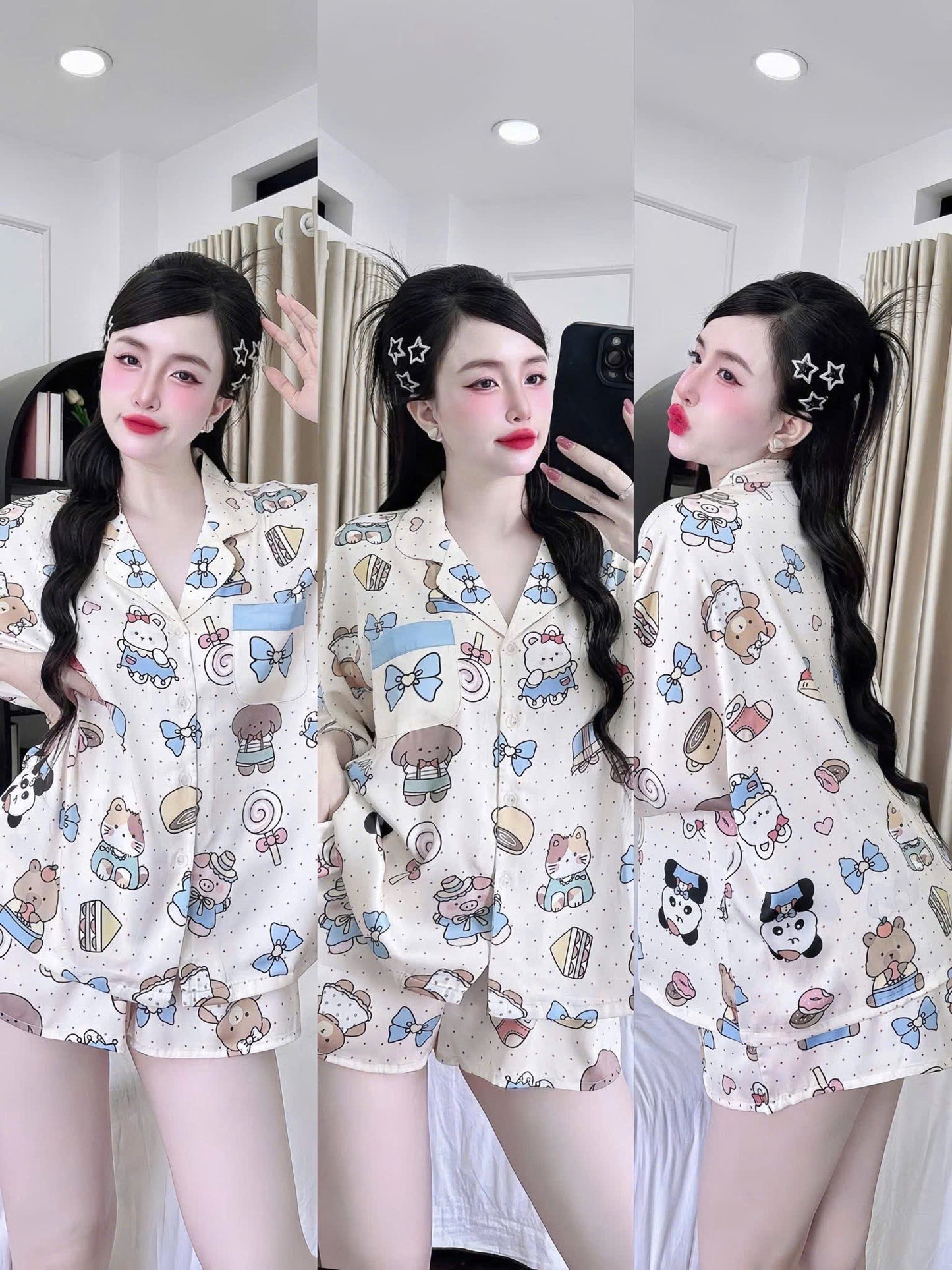 Bộ ngủ đùi cánh dơi Flamingo lụa latin dưới 70kg