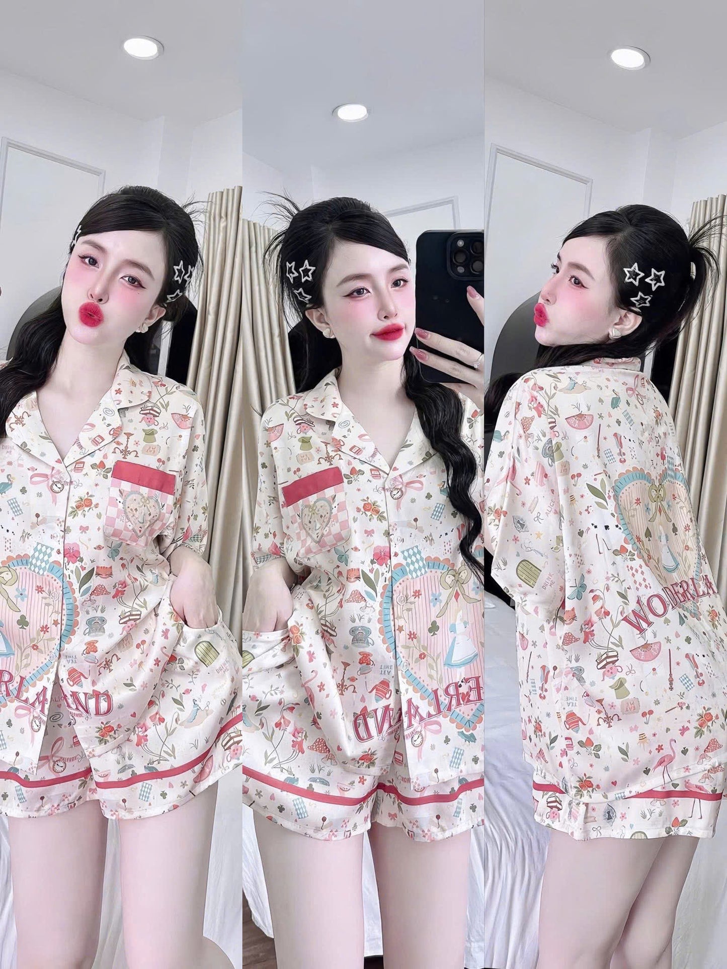 Bộ ngủ đùi cánh dơi Flamingo lụa latin dưới 70kg