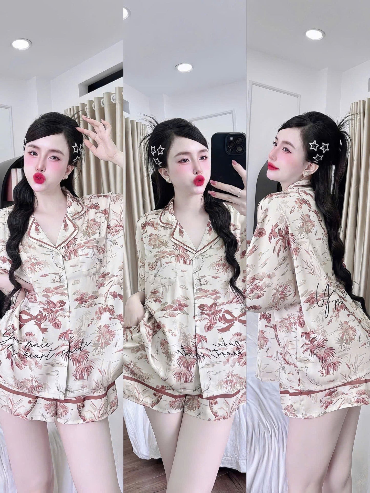 Bộ ngủ đùi cánh dơi Flamingo lụa latin dưới 70kg
