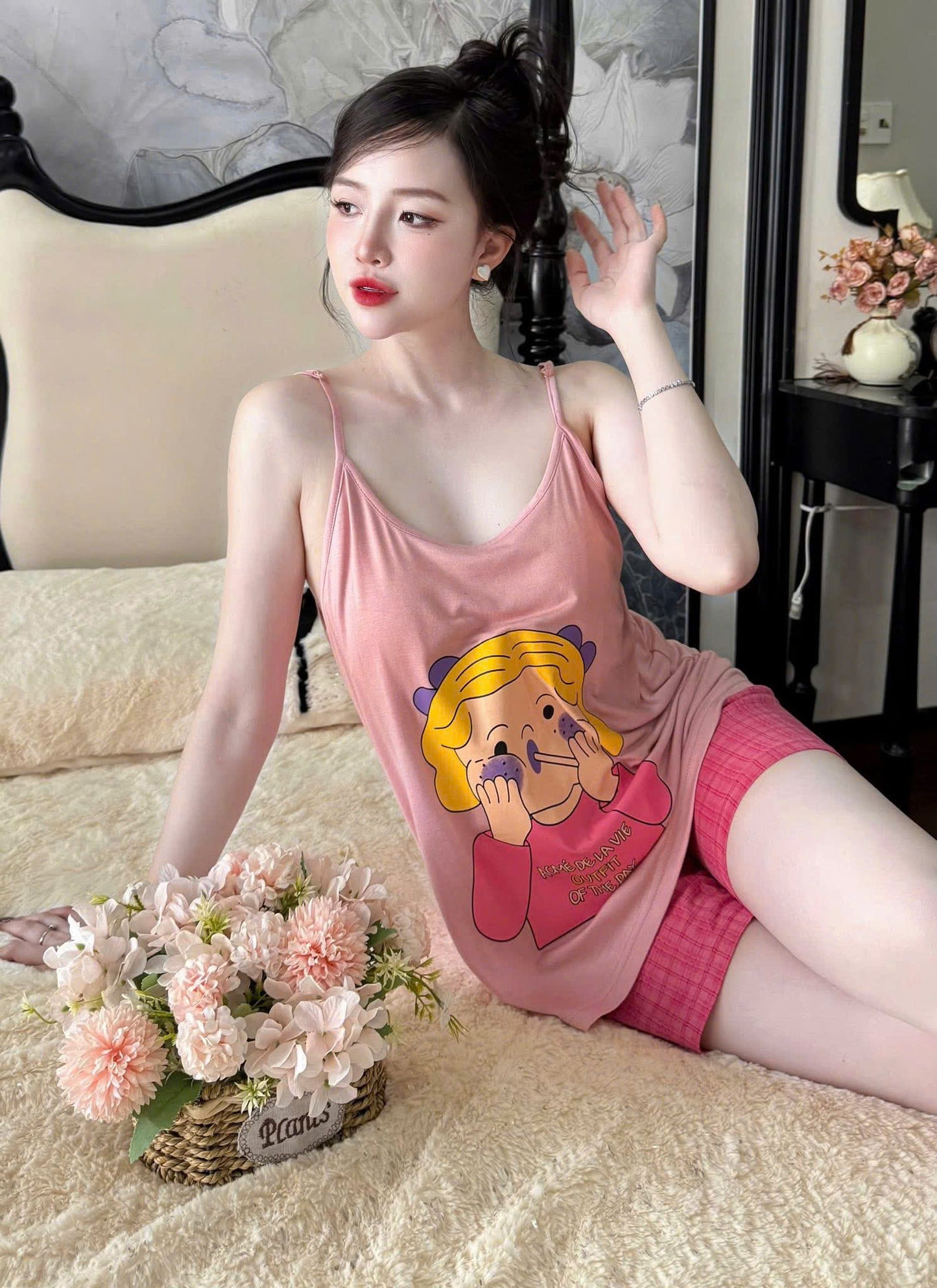 Bộ ngủ 2 dây quần sọt thun lạnh