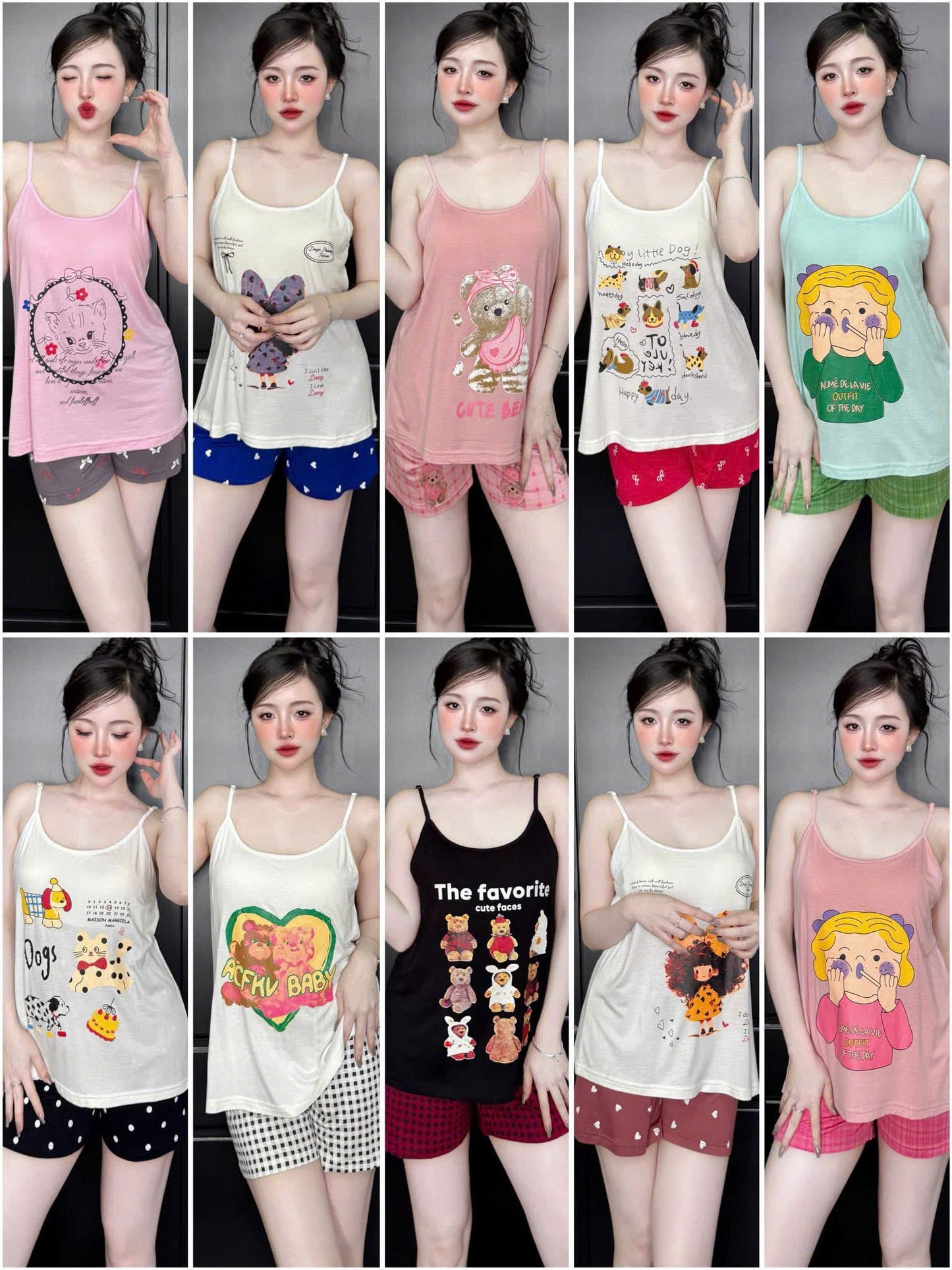 Bộ ngủ 2 dây quần sọt thun lạnh