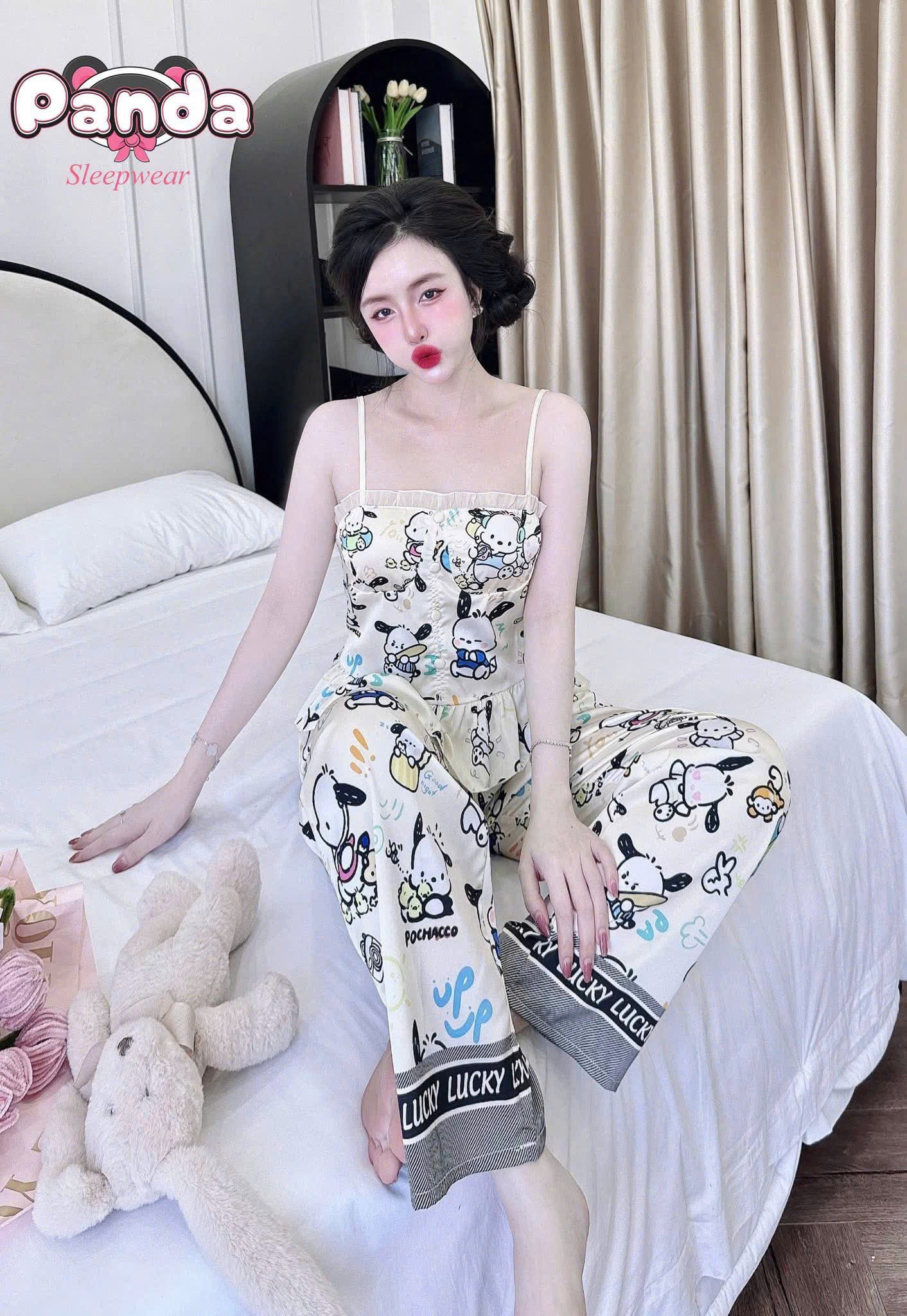 Bộ ngủ 2 dây quần dài áo mút new