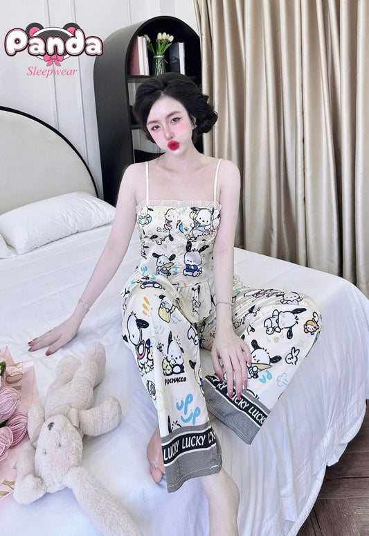 Bộ ngủ 2 dây quần dài áo mút new