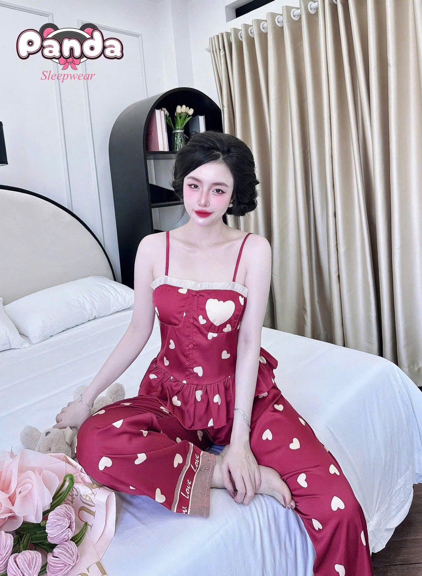 Bộ ngủ 2 dây quần dài áo mút new