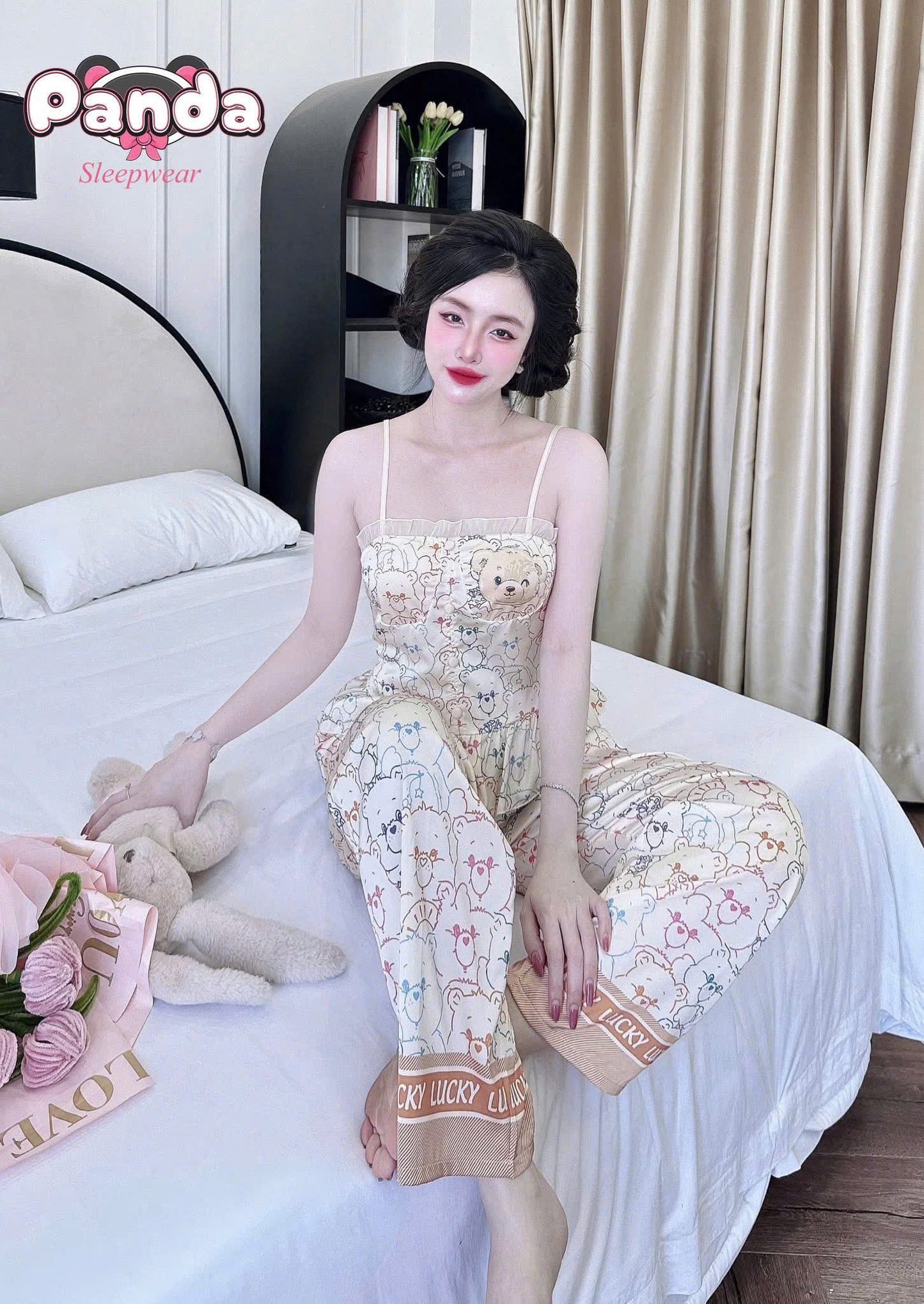 Bộ ngủ 2 dây quần dài áo mút new