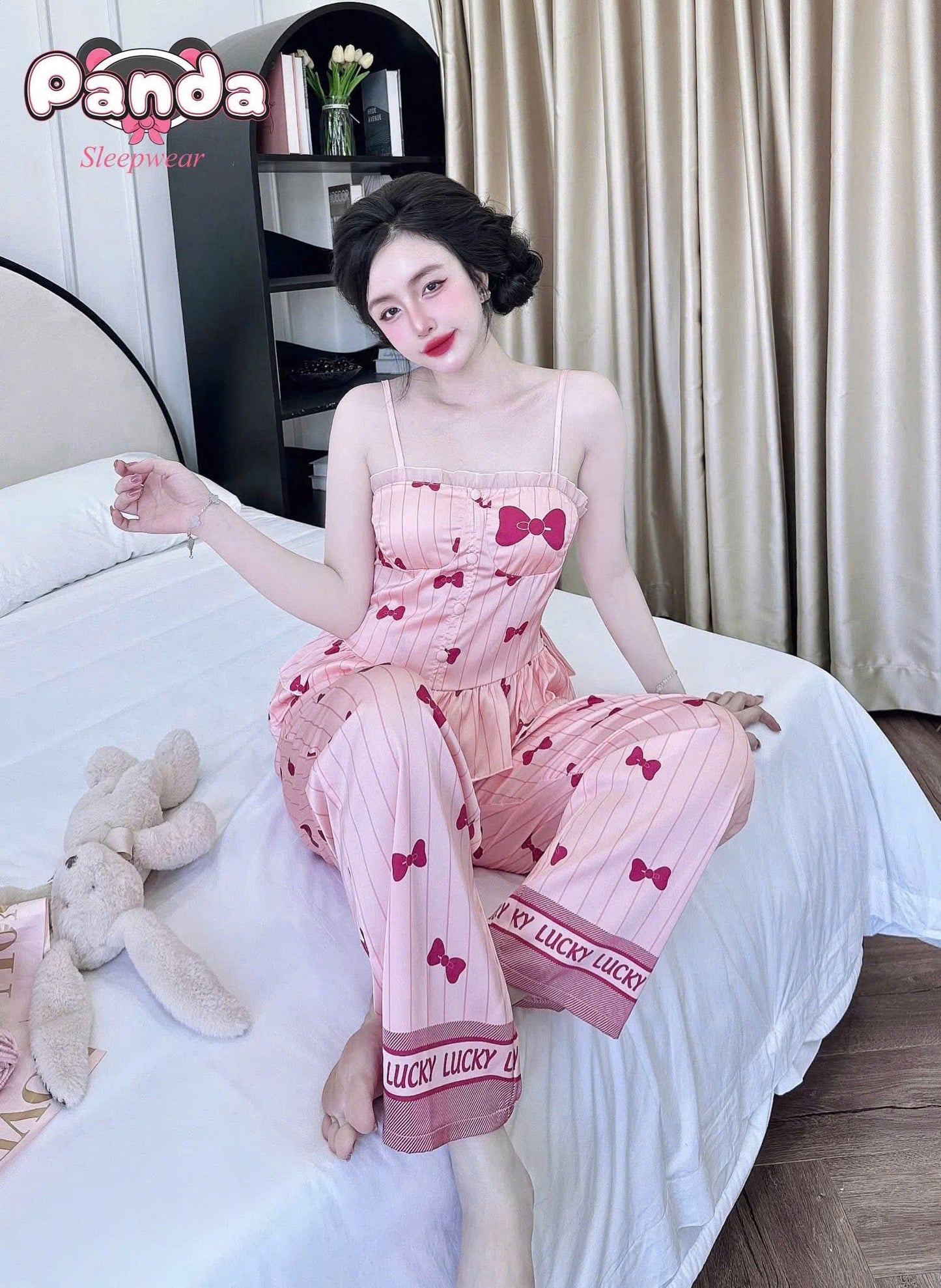 Bộ ngủ 2 dây quần dài áo mút new