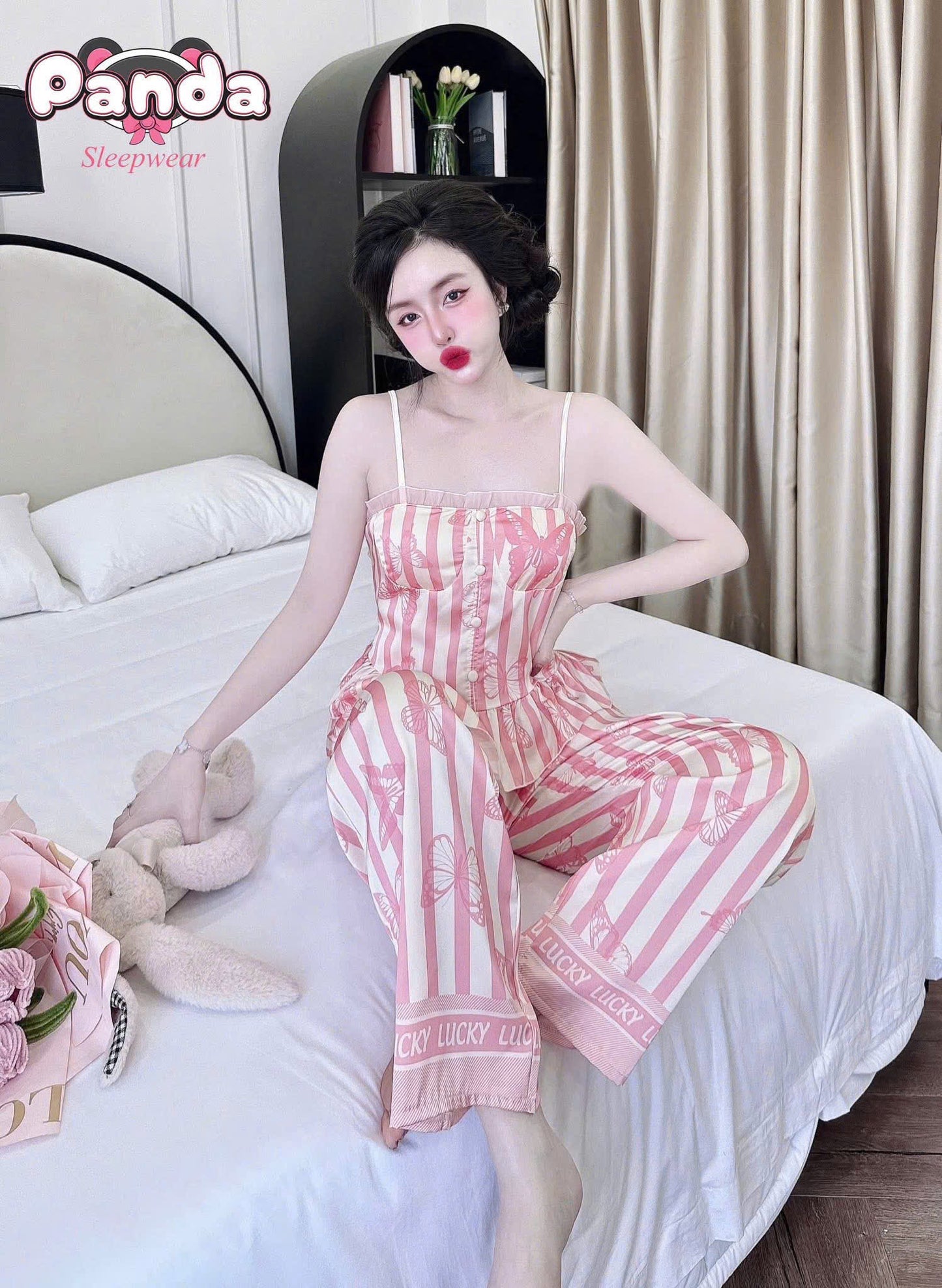 Bộ ngủ 2 dây quần dài áo mút new