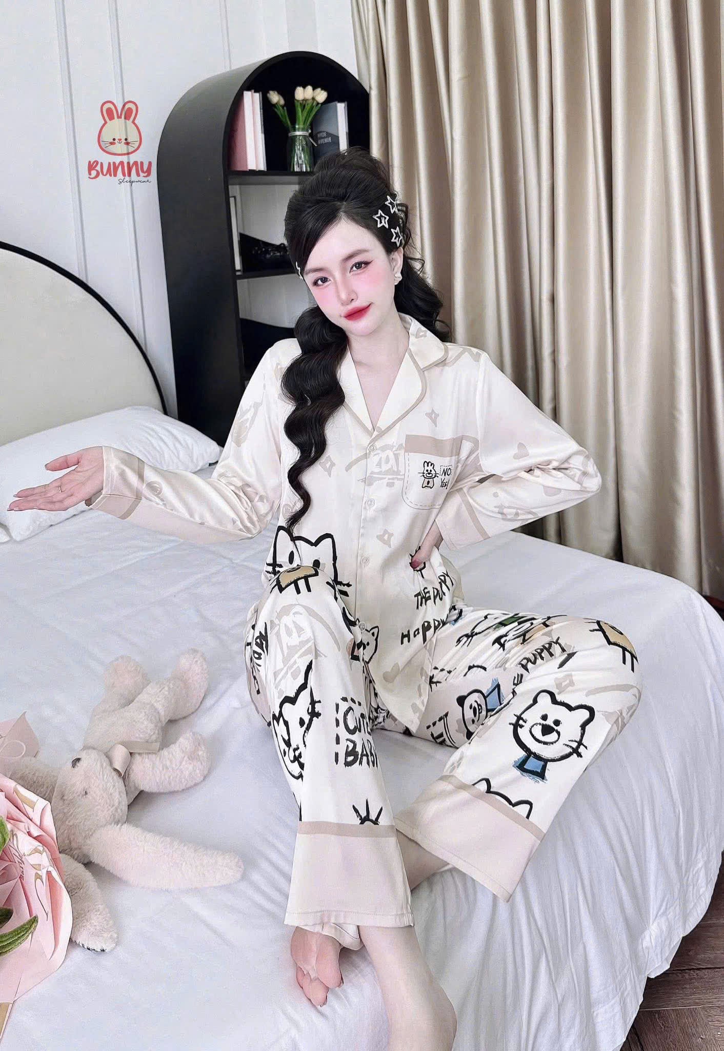 Bộ ngủ pijama tay dài quần dài BUNNY