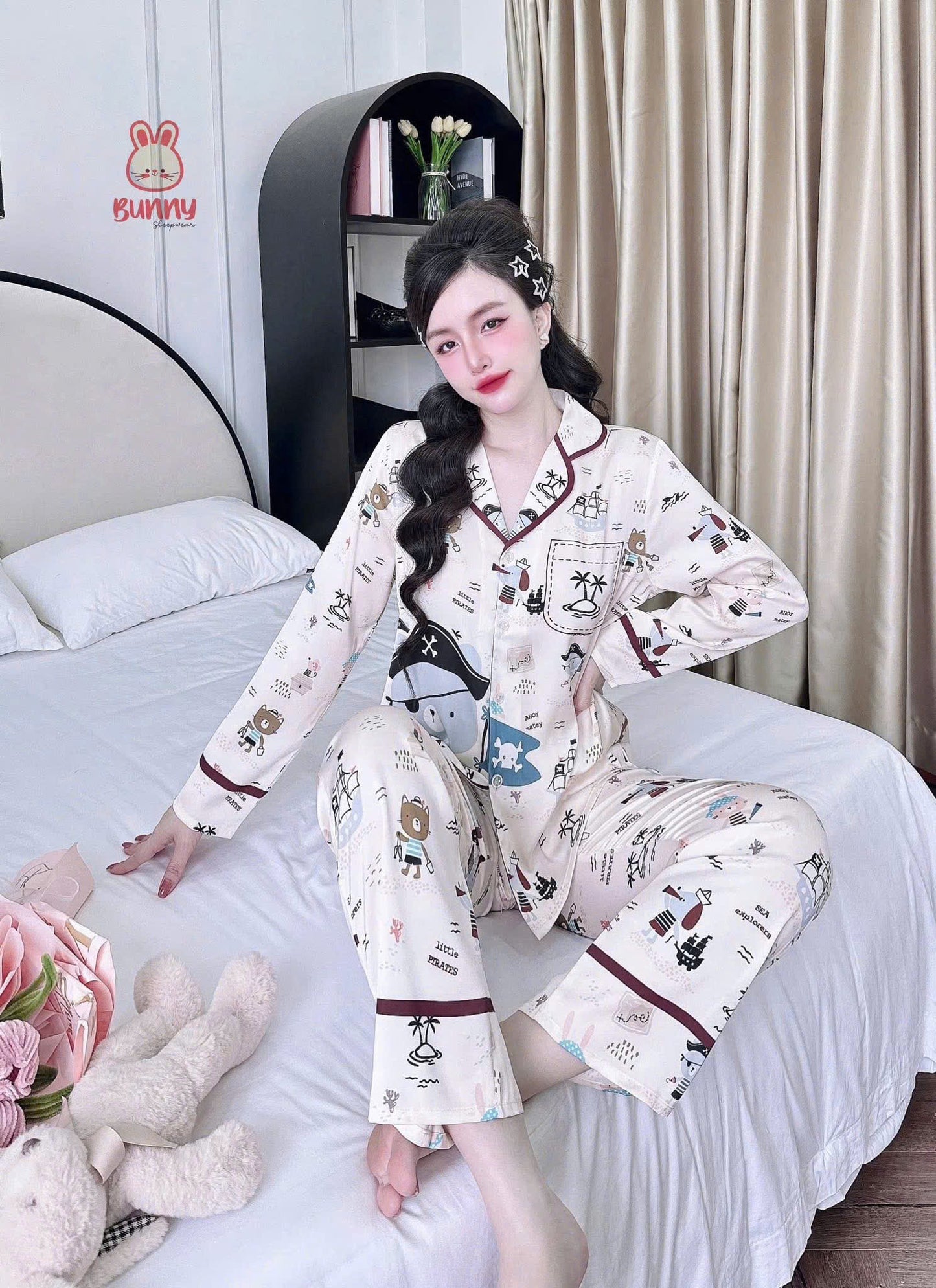 Bộ ngủ pijama tay dài quần dài BUNNY