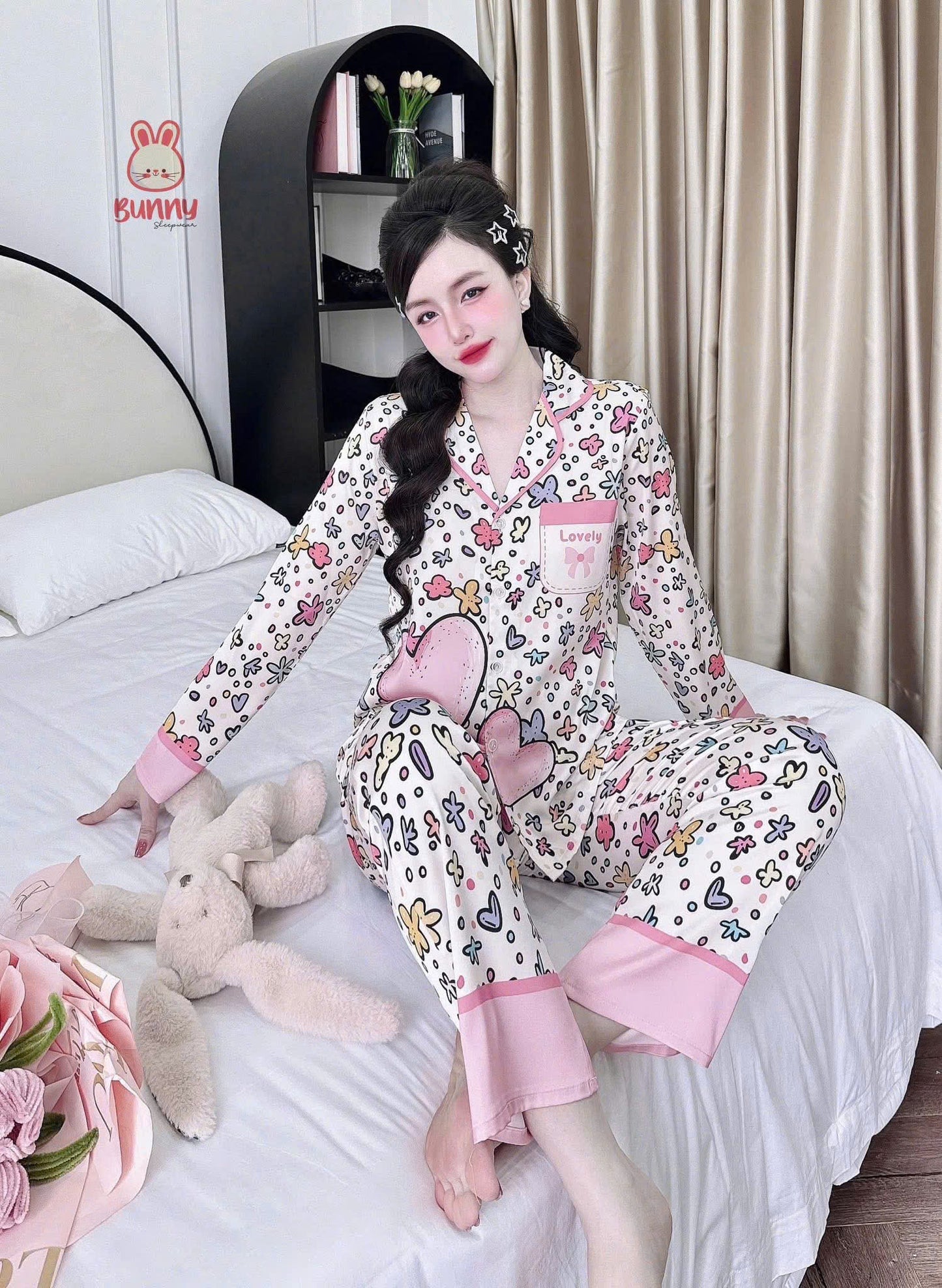 Bộ ngủ pijama tay dài quần dài BUNNY