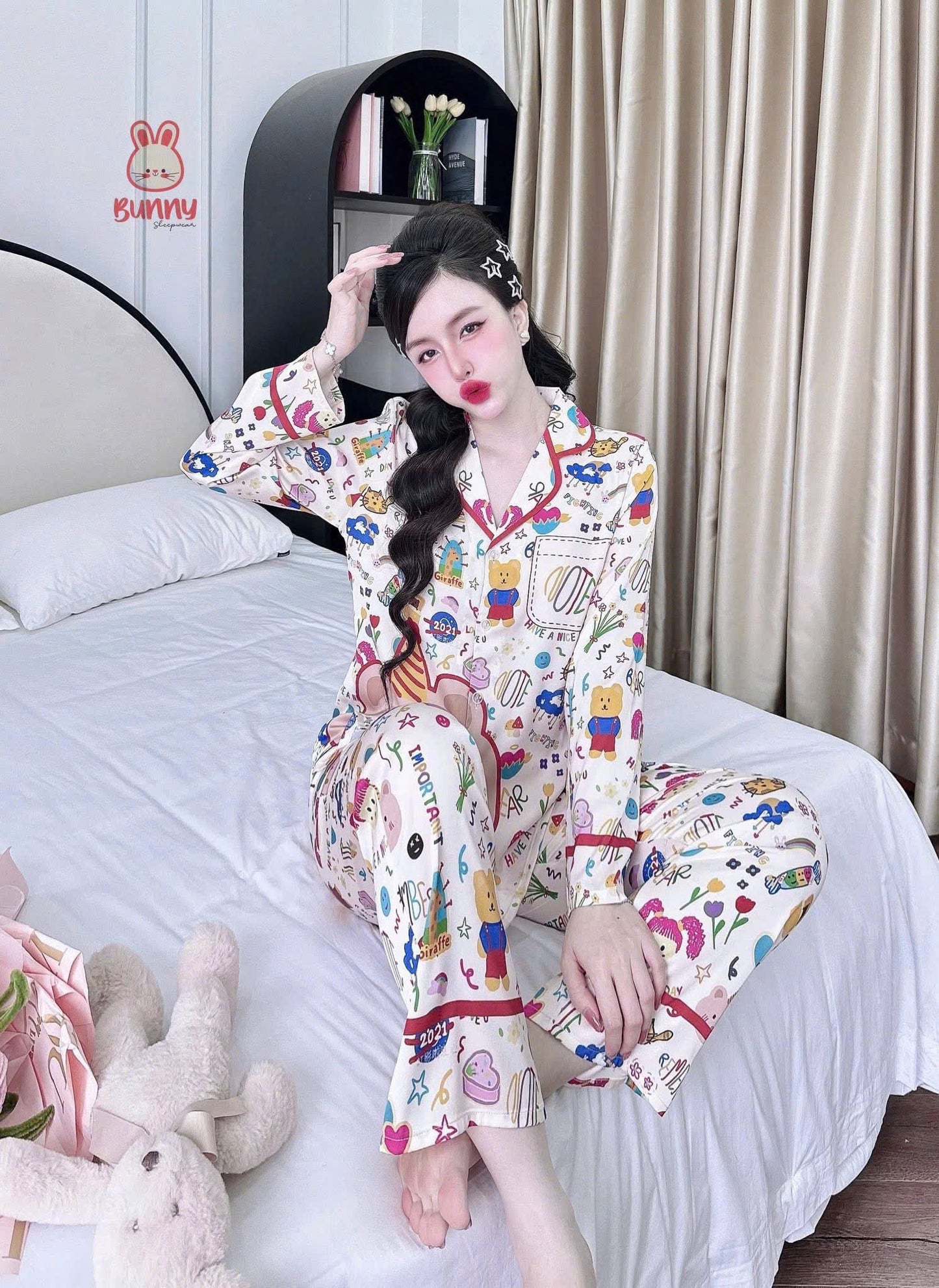 Bộ ngủ pijama tay dài quần dài BUNNY