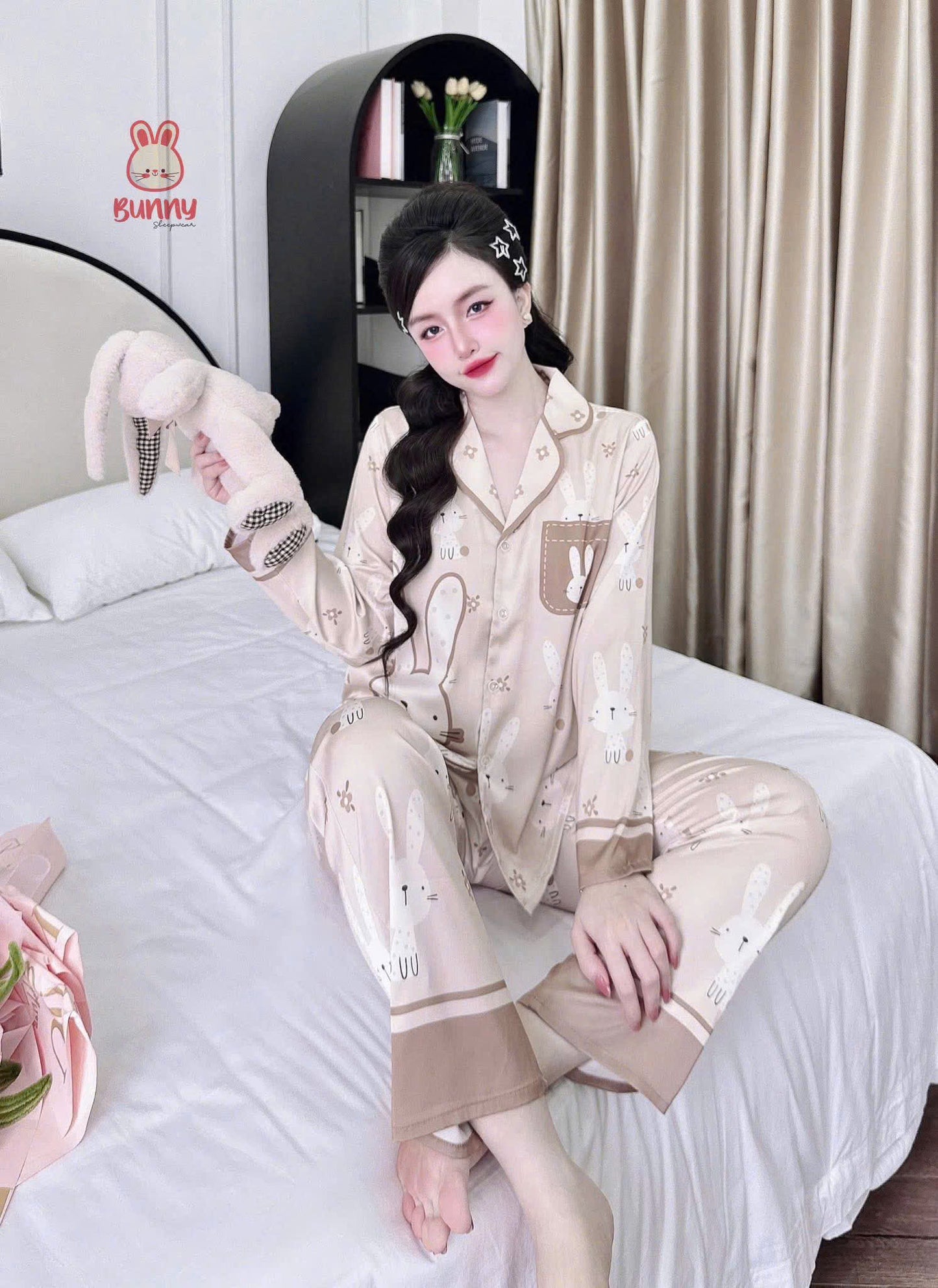 Bộ ngủ pijama tay dài quần dài BUNNY