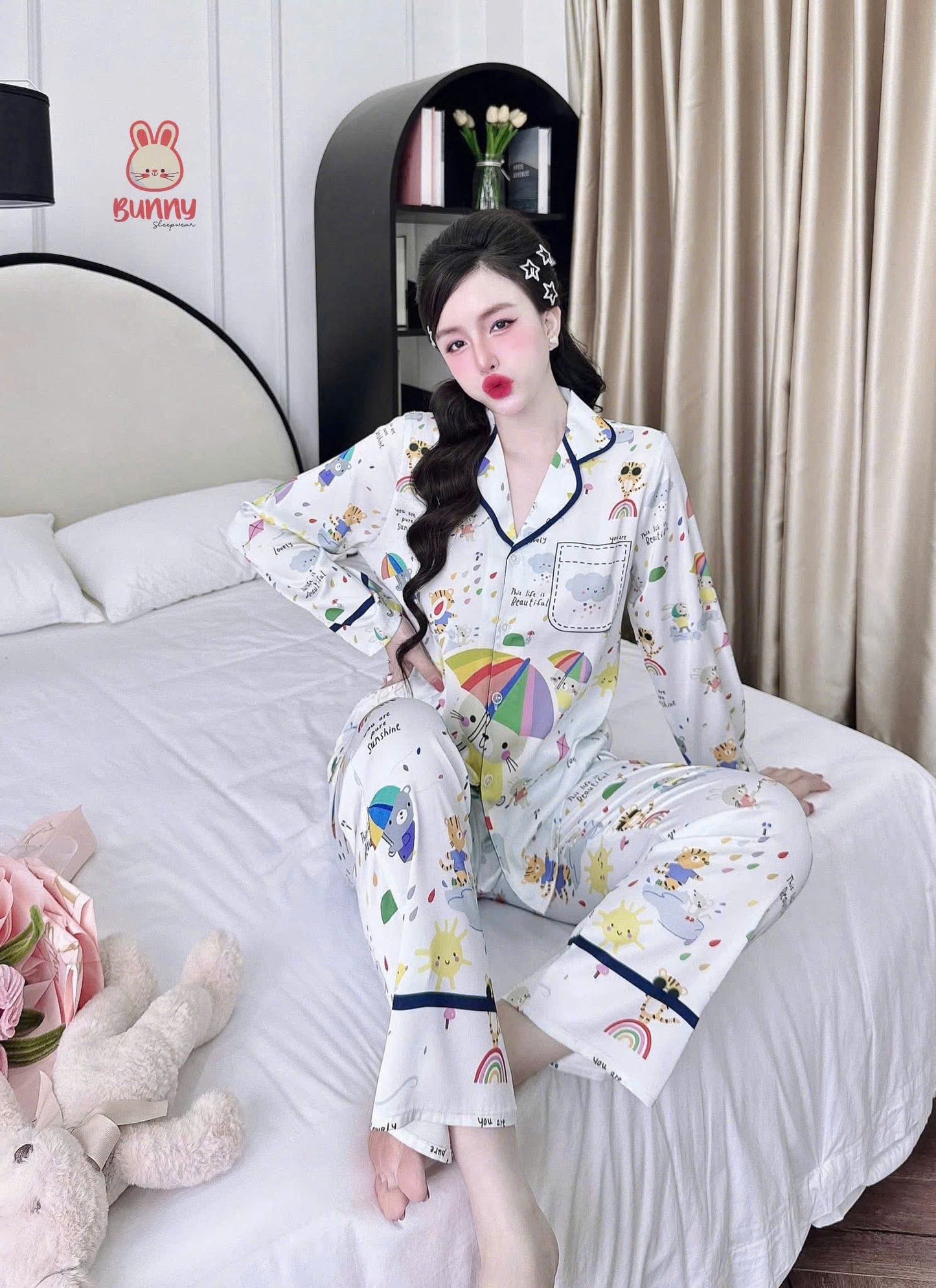 Bộ ngủ pijama tay dài quần dài BUNNY