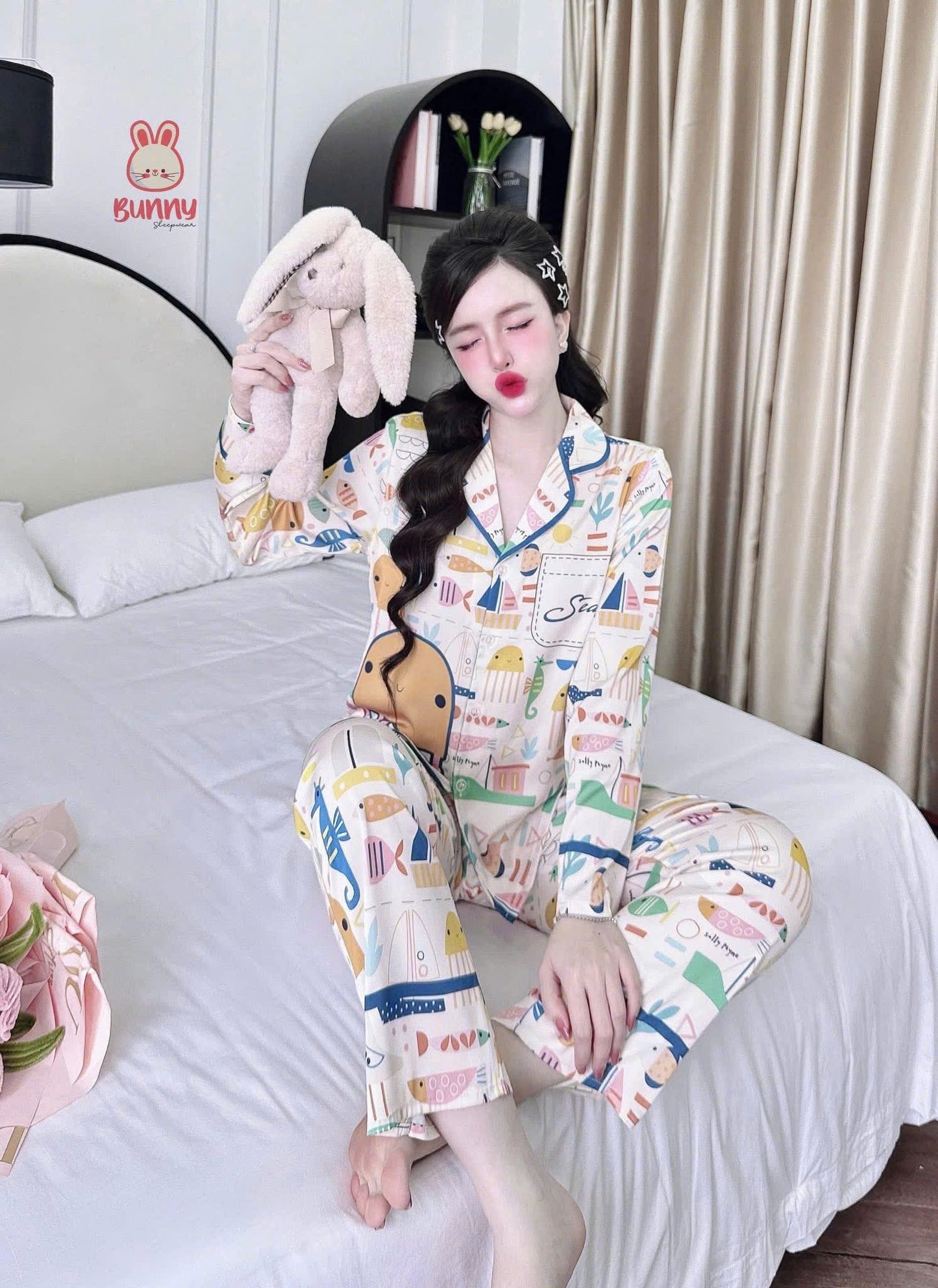 Bộ ngủ pijama tay dài quần dài BUNNY