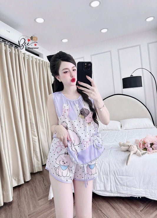 Bộ ngủ đùi sát nách có túi Bee New