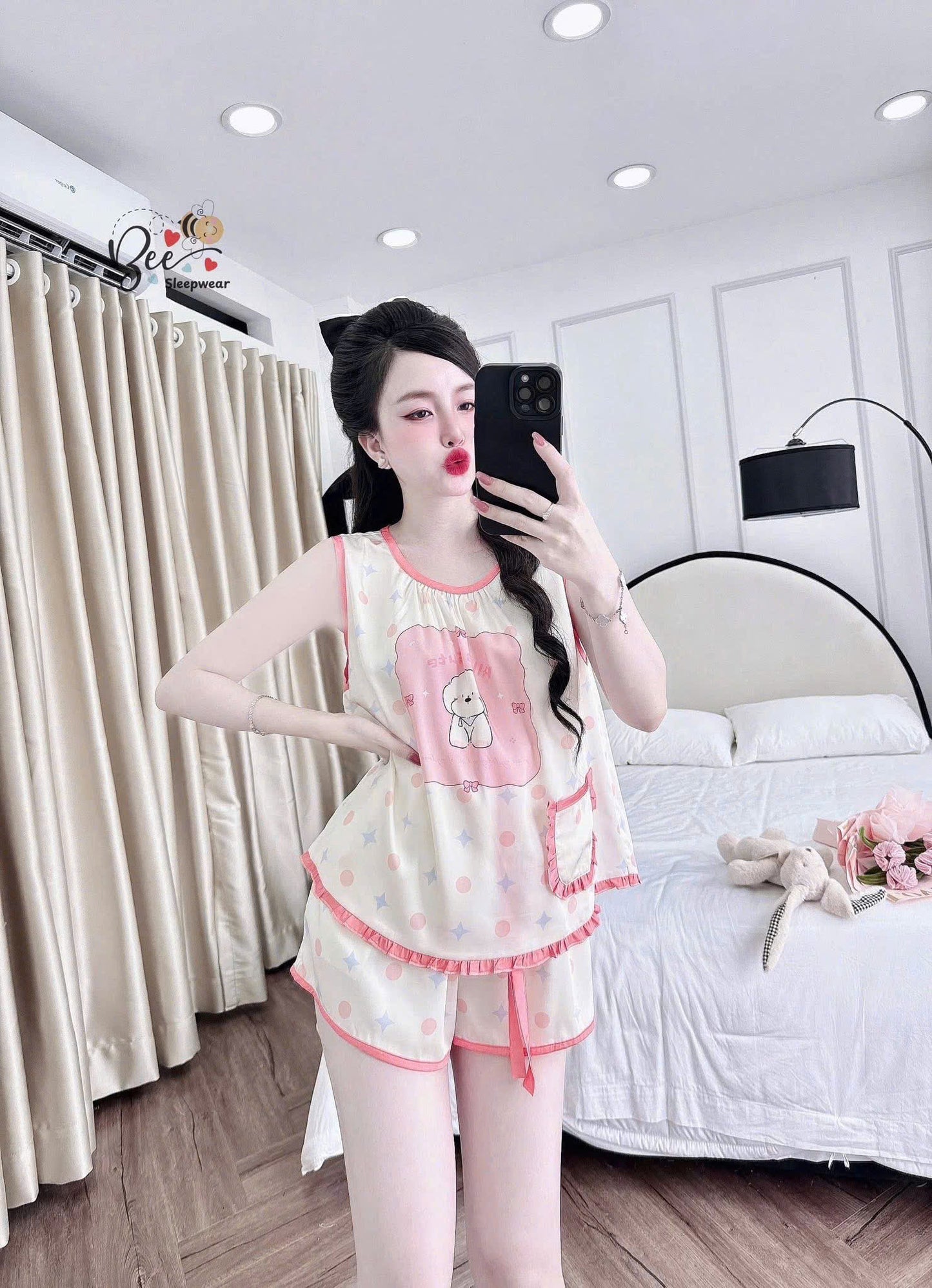 Bộ ngủ đùi sát nách có túi Bee New