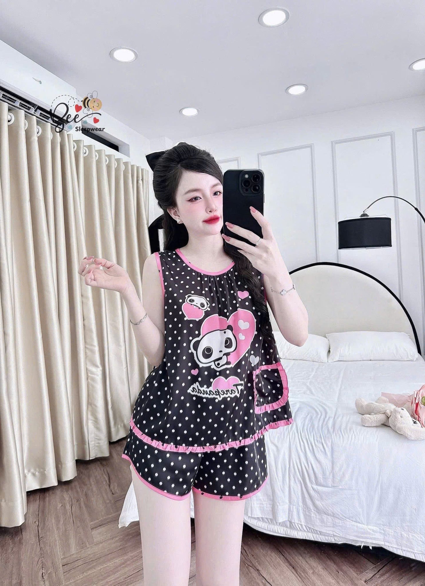 Bộ ngủ đùi sát nách có túi Bee New