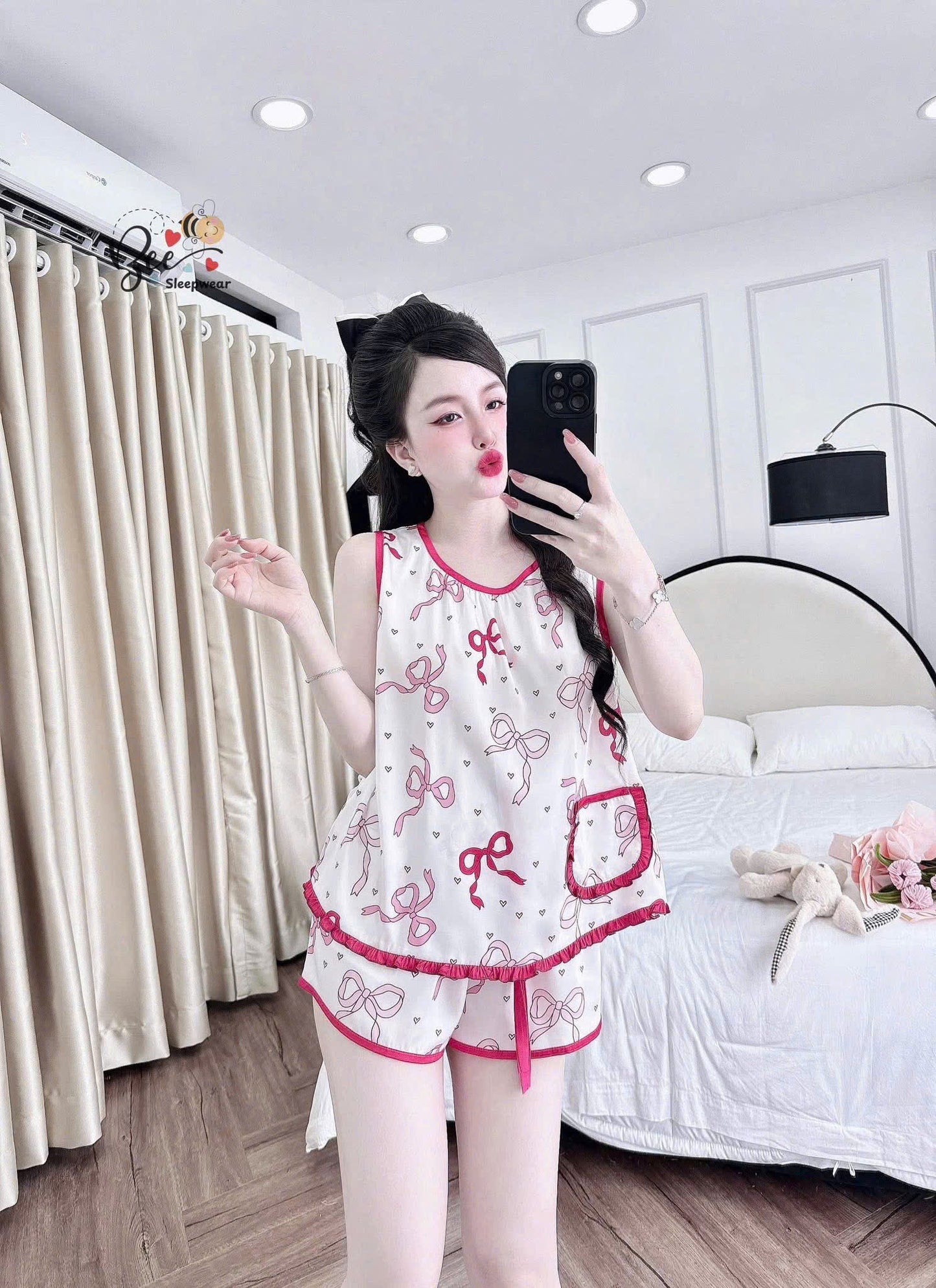 Bộ ngủ đùi sát nách có túi Bee New