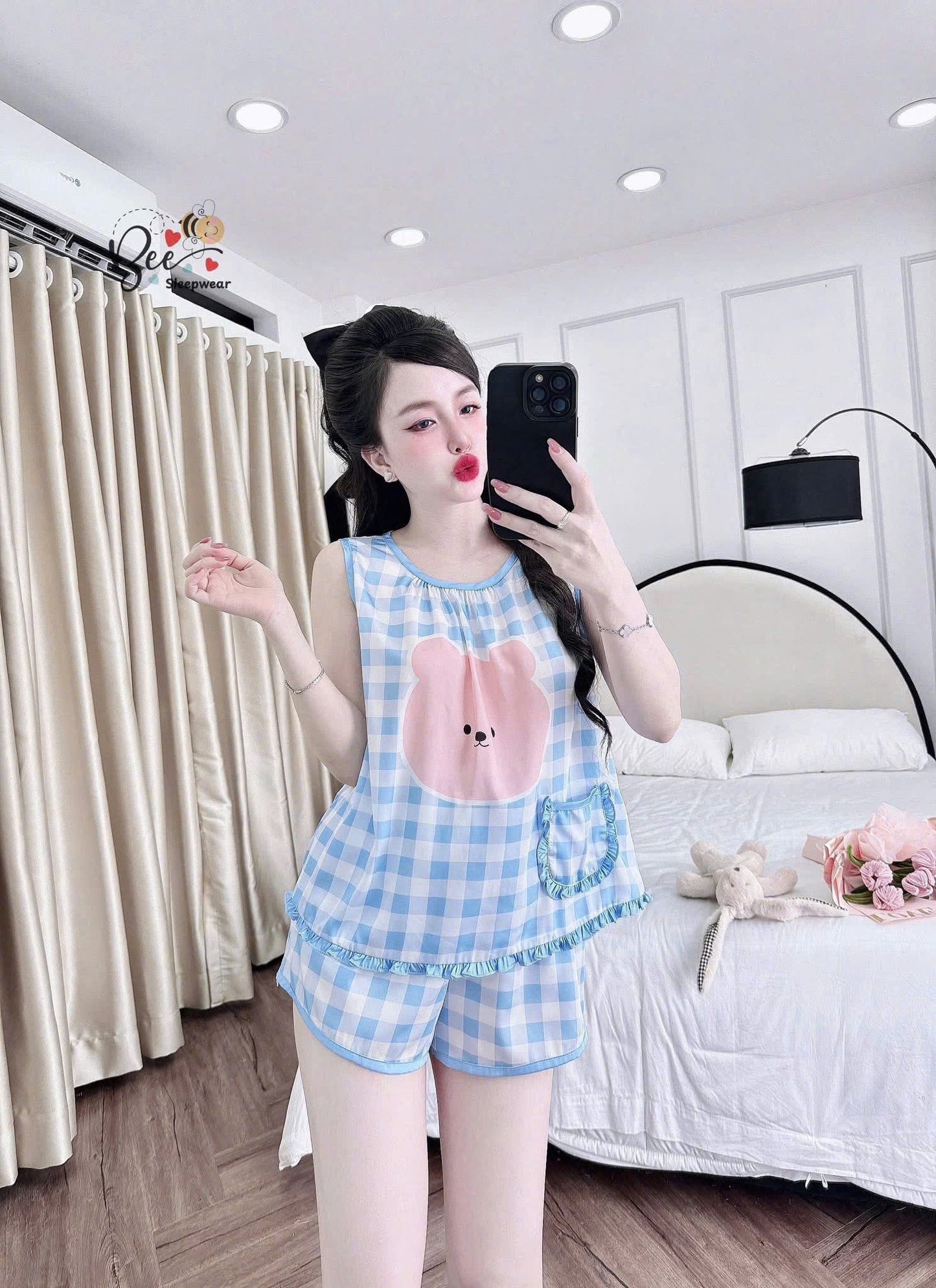 Bộ ngủ đùi sát nách có túi Bee New
