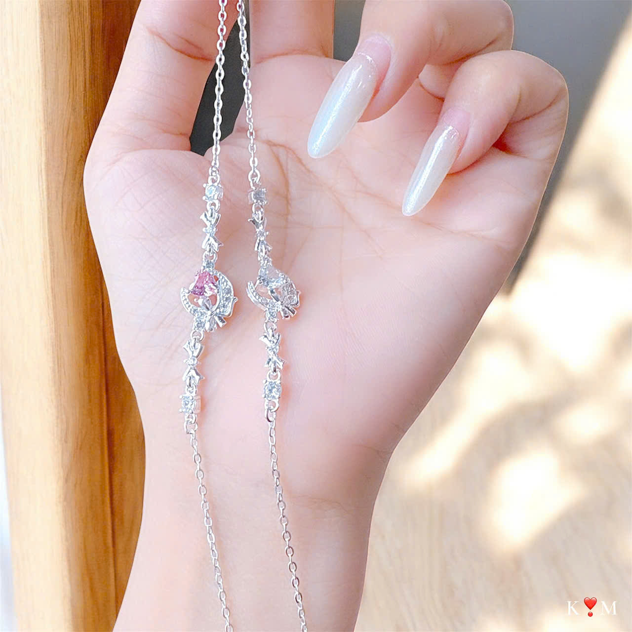 Lắc tay bạc nữ thanh mảnh và khuyên tai, nhẫn bạc