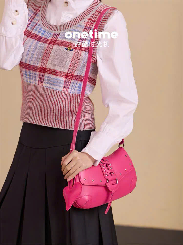 Túi da đeo vai charm tim thời trang Onetime