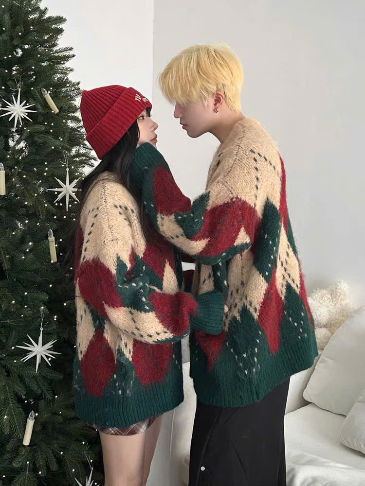 Áo sweater len cặp đôi họa tiết giáng sinh