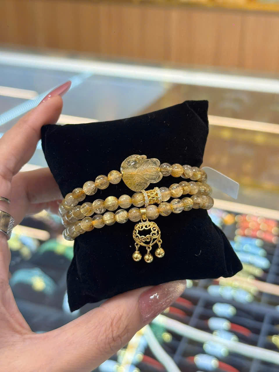 Vòng tay chuỗi thạch anh tóc vàng