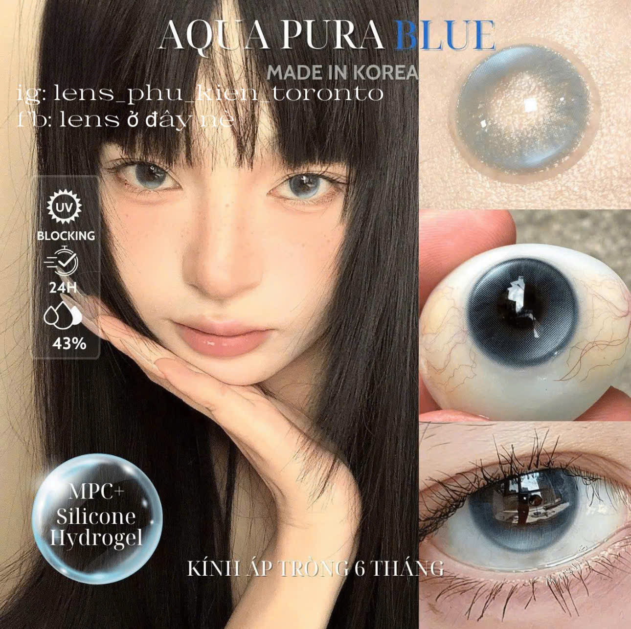 Contact Lens cao cấp - Aqua Pura Blue