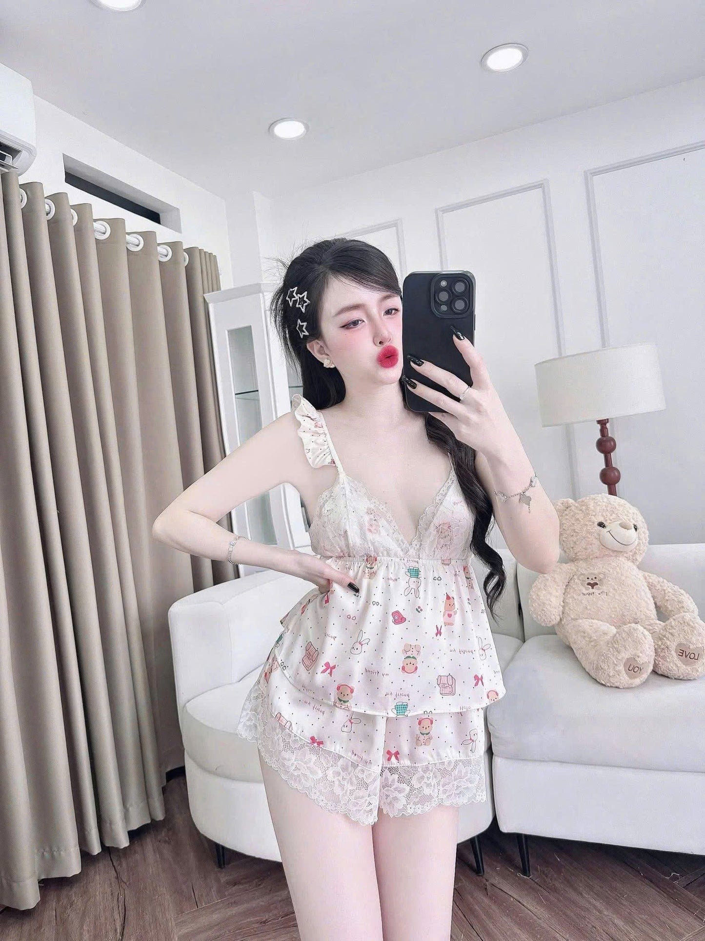 Bộ ngủ 2 dây cánh tiên sexy dây cột sau