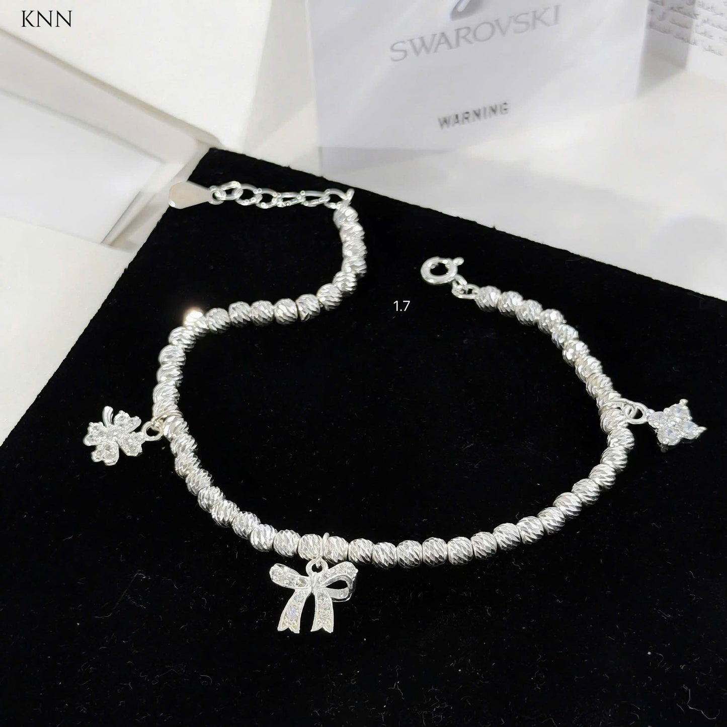 Lắc tay bạc nữ bi tròn mix charm xinh iu