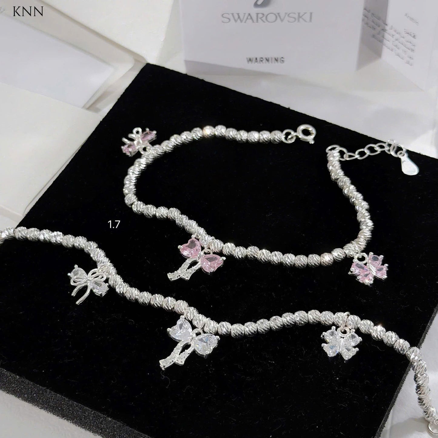 Lắc tay bạc nữ bi tròn mix charm xinh iu