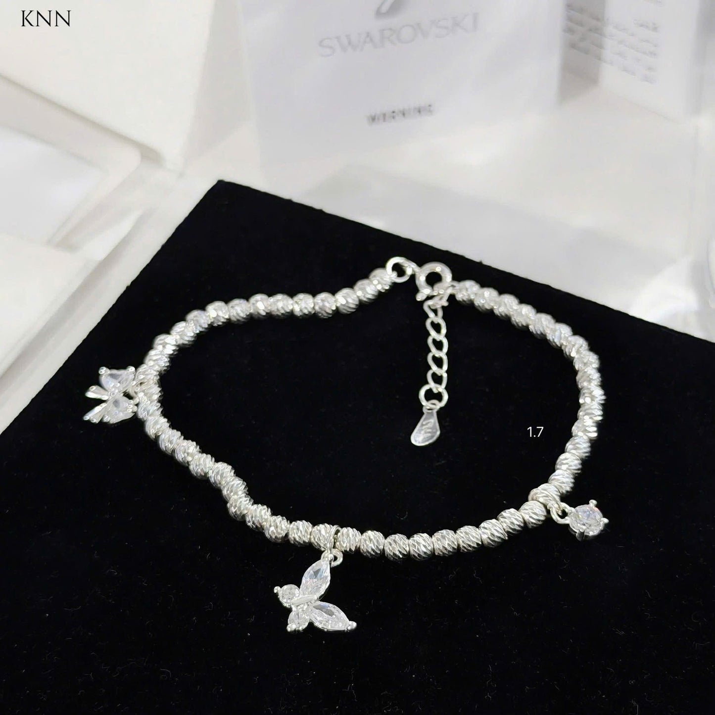 Lắc tay bạc nữ bi tròn mix charm xinh iu