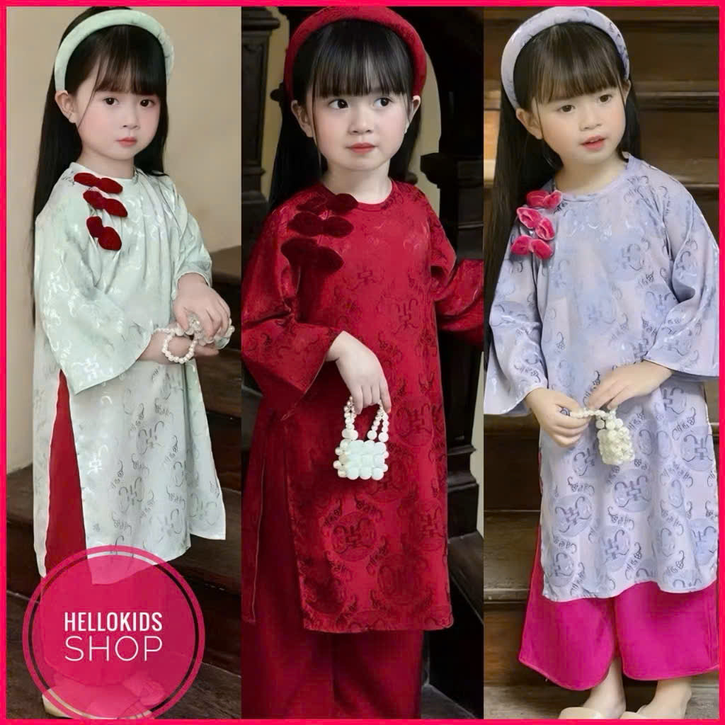 Bộ sưu tập áo dài Tết cho bé trai, bé gái