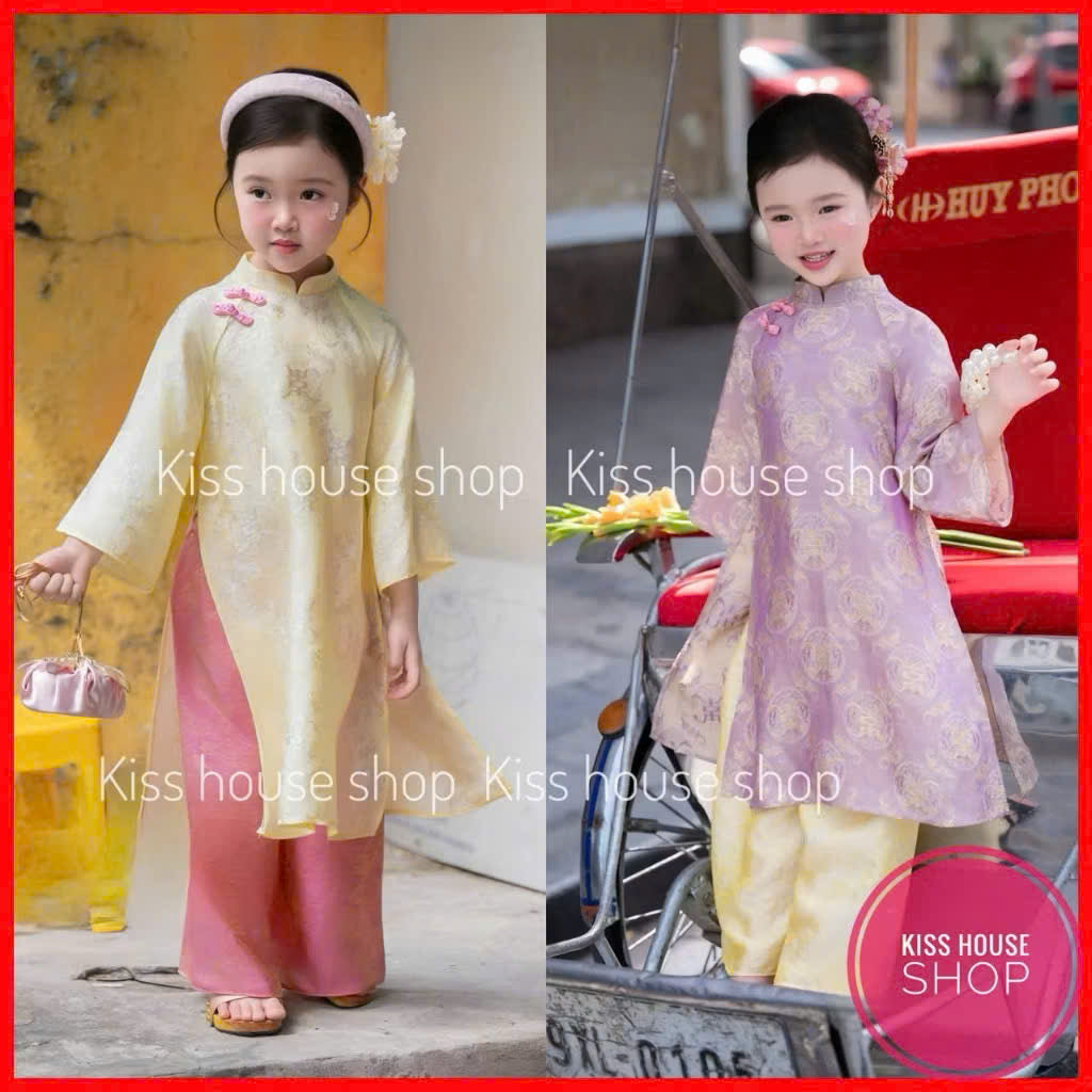 Bộ sưu tập áo dài Tết cho bé trai, bé gái